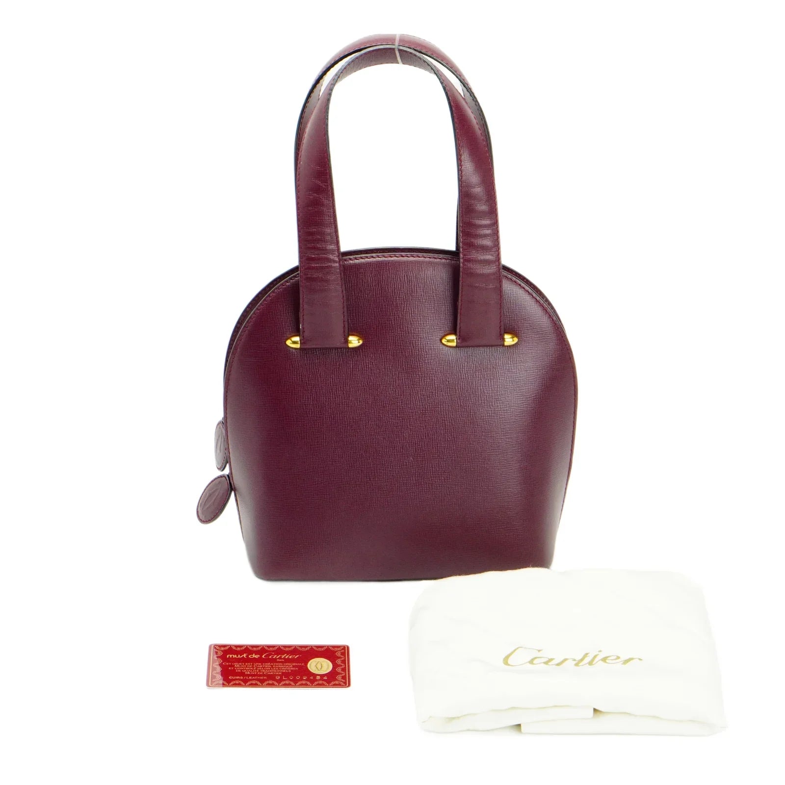 Cartier Leather Rounder Handbag Burgundy - Lost Designer