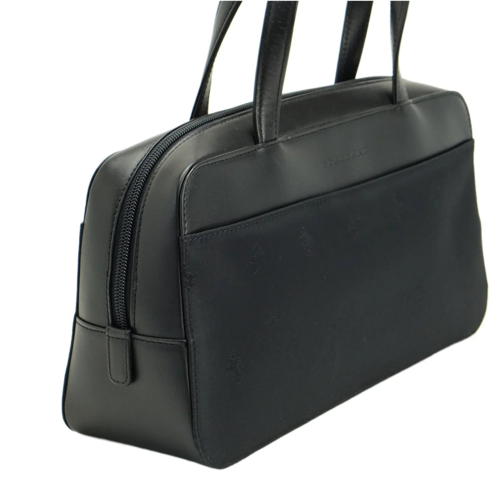 Burberry Nylon x Leather Checked Bag Black - Lost Designer