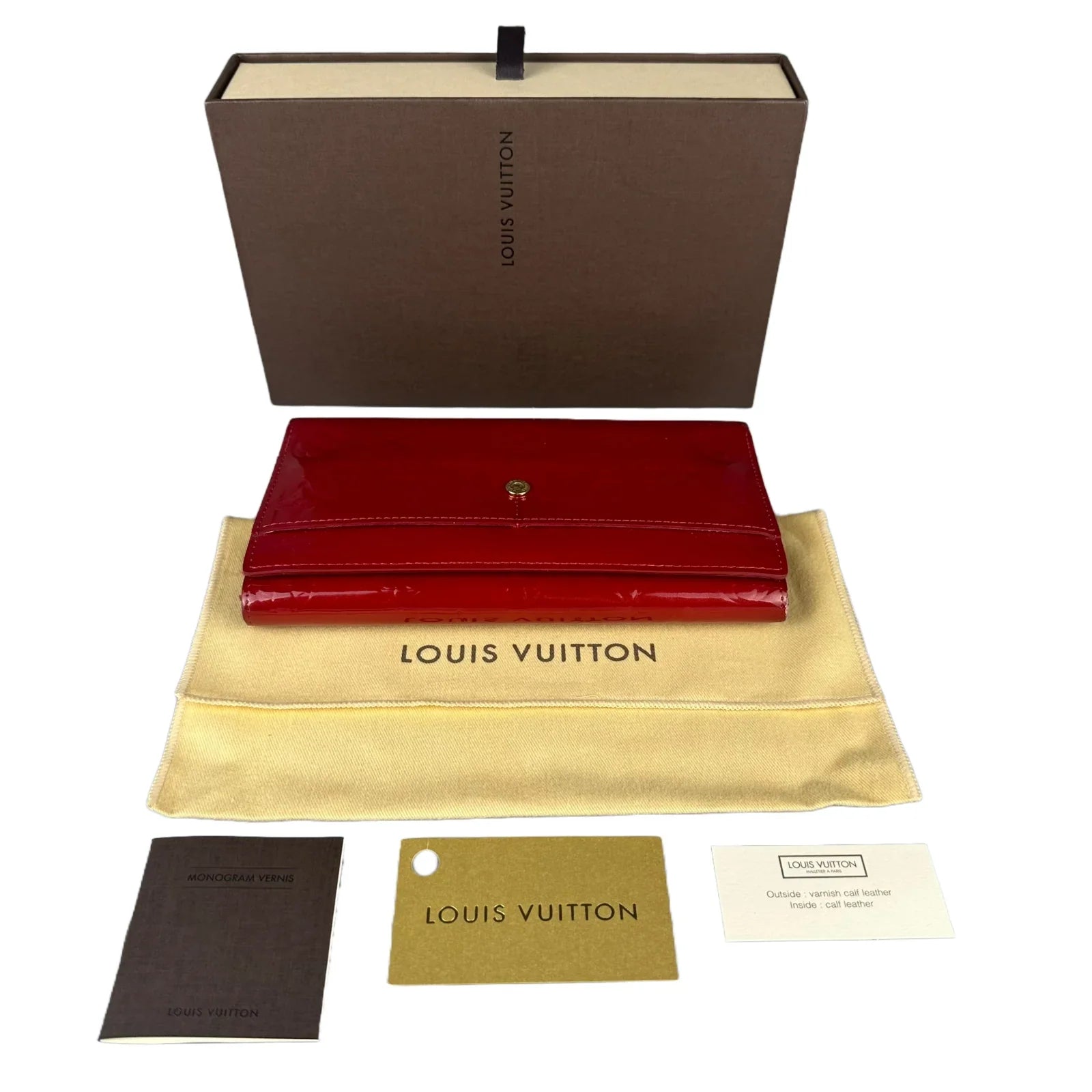 Louis Vuitton Monogram Vernis Porte Tresor International Wallet Red - Lost Designer