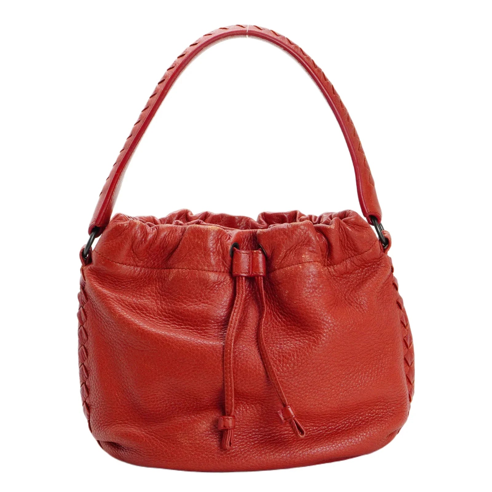 Bottega Veneta Double Drawstring Handbag Red - Lost Designer