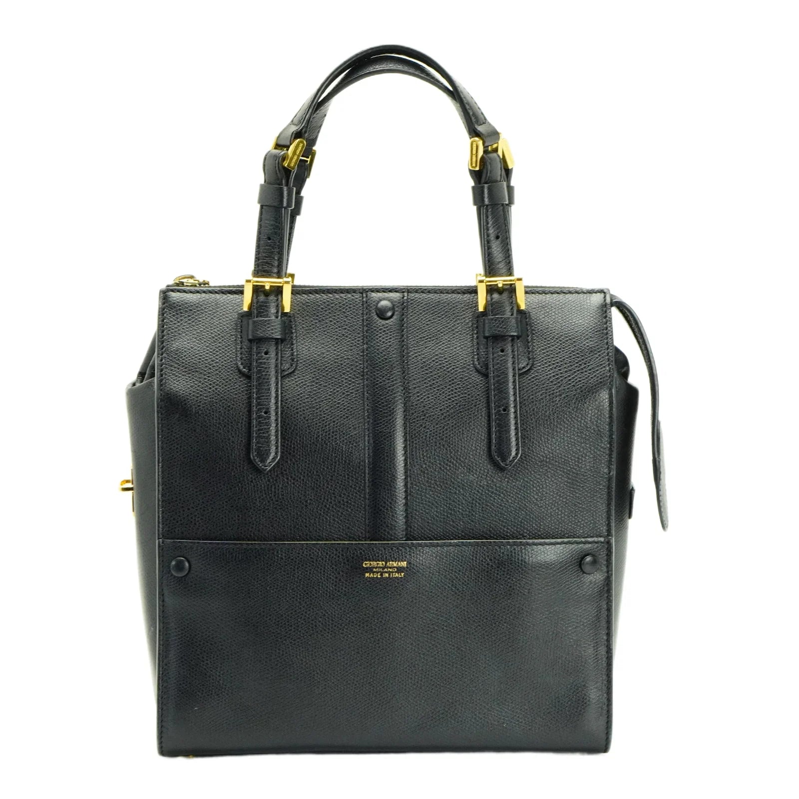 Giorgio Armani Square Leather Bag Black - Lost Designer