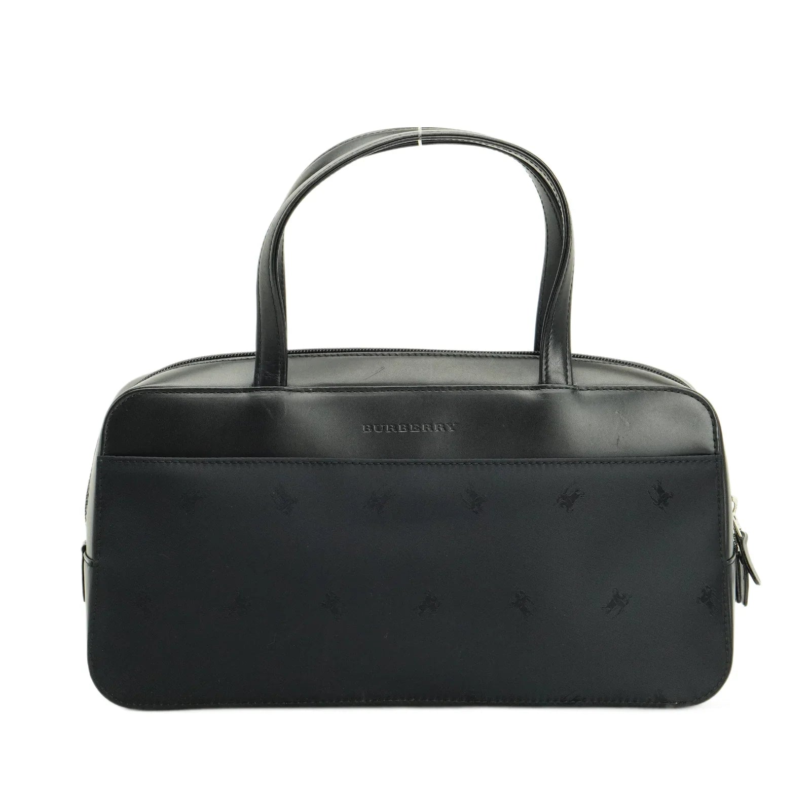 Burberry Nylon x Leather Checked Bag Black - Lost Designer