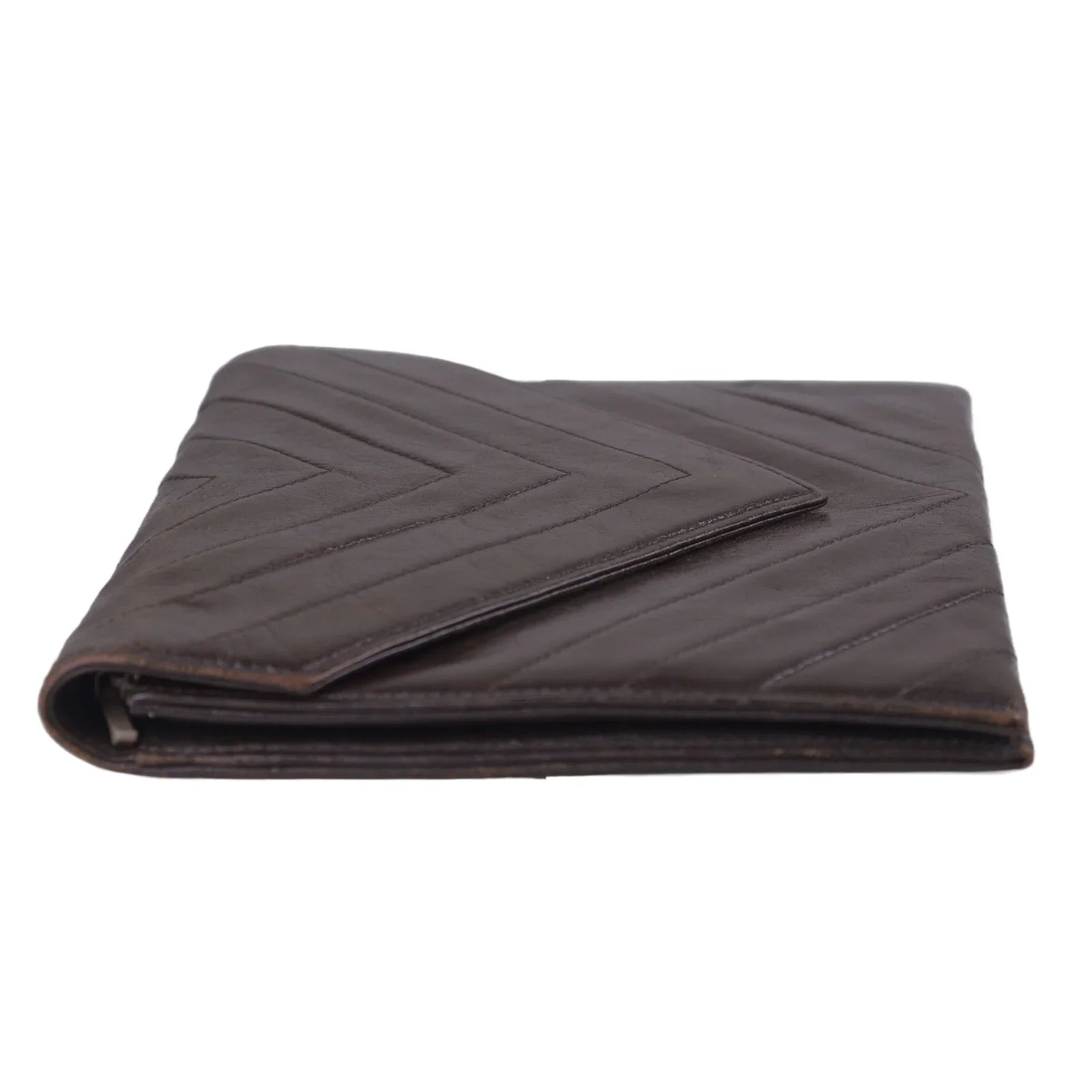 Saint Laurent Leather Clutch Bag Brown - Lost Designer