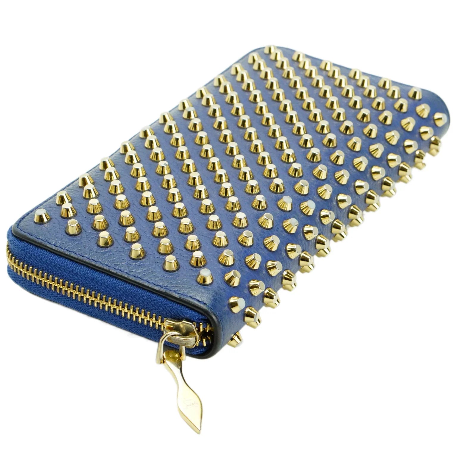Christian Louboutin Panettone Spike Long Wallet Blue - Lost Designer