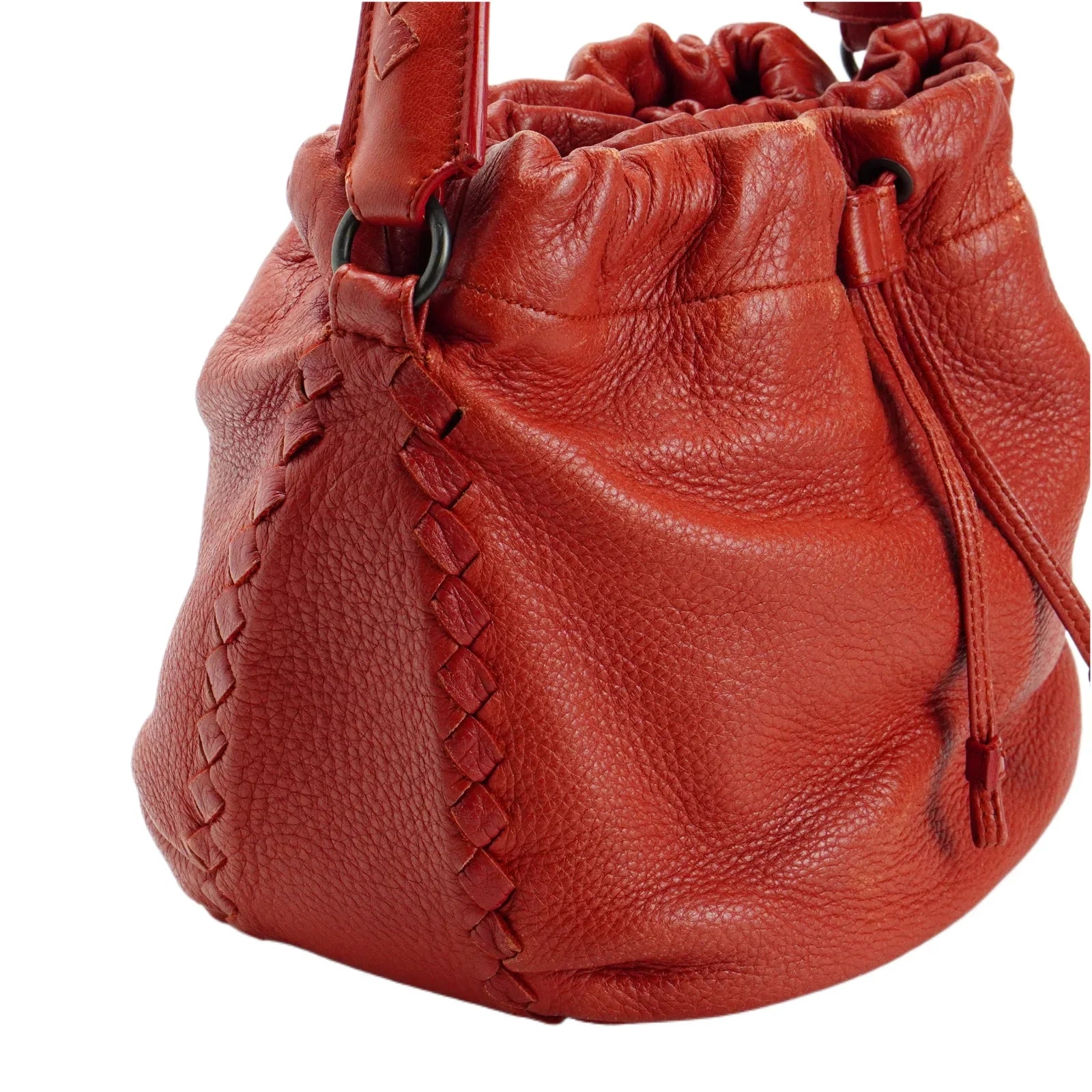 Bottega Veneta Double Drawstring Handbag Red - Lost Designer