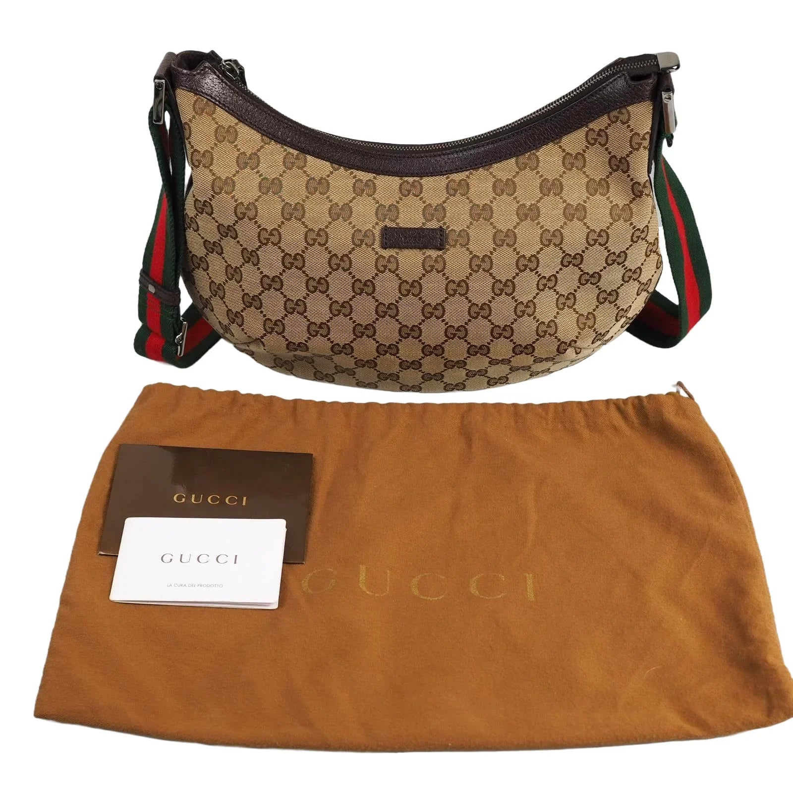 Gucci Crossbody Canvas Shoulder Bag Brown - Lost Designer
