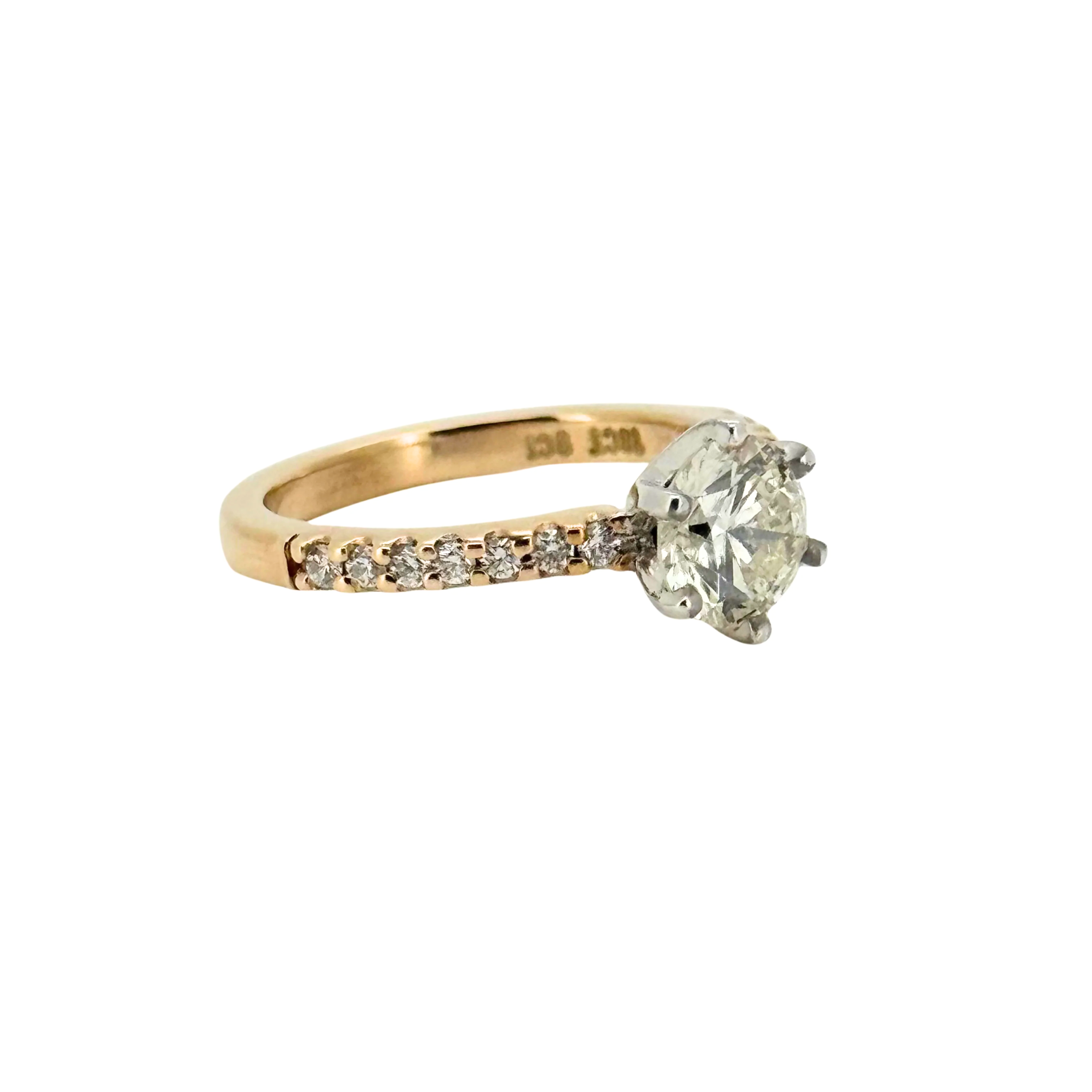 1.0ct Round Brilliant Natural Diamond on 9ct/18ct Gold Ring K½