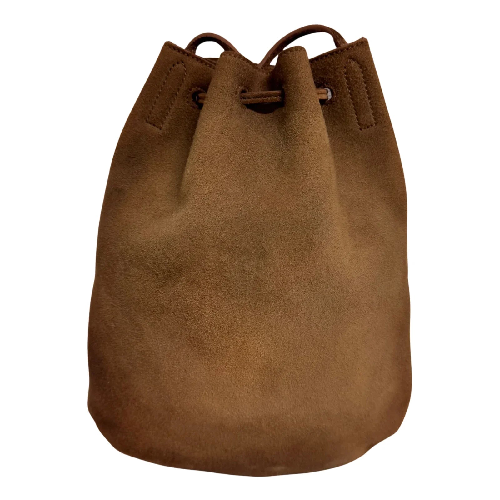 Saint Laurent Jen Flat Bucket Leather Bag Camel - Lost Designer