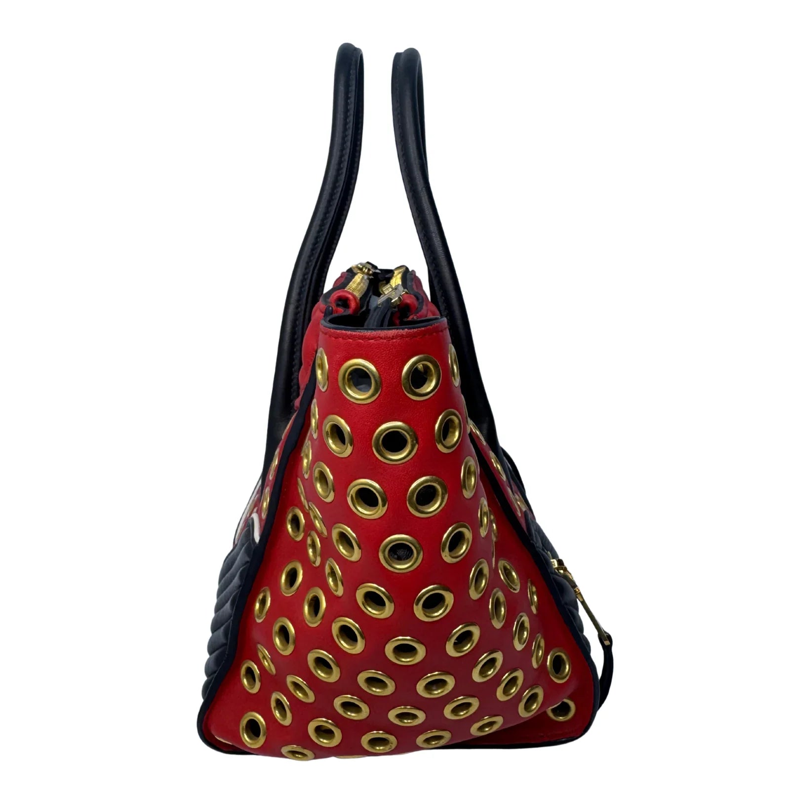 Miu Miu Nappa Biker Bicolor Quilted Leather Bag – Red & Black - Lost Designer