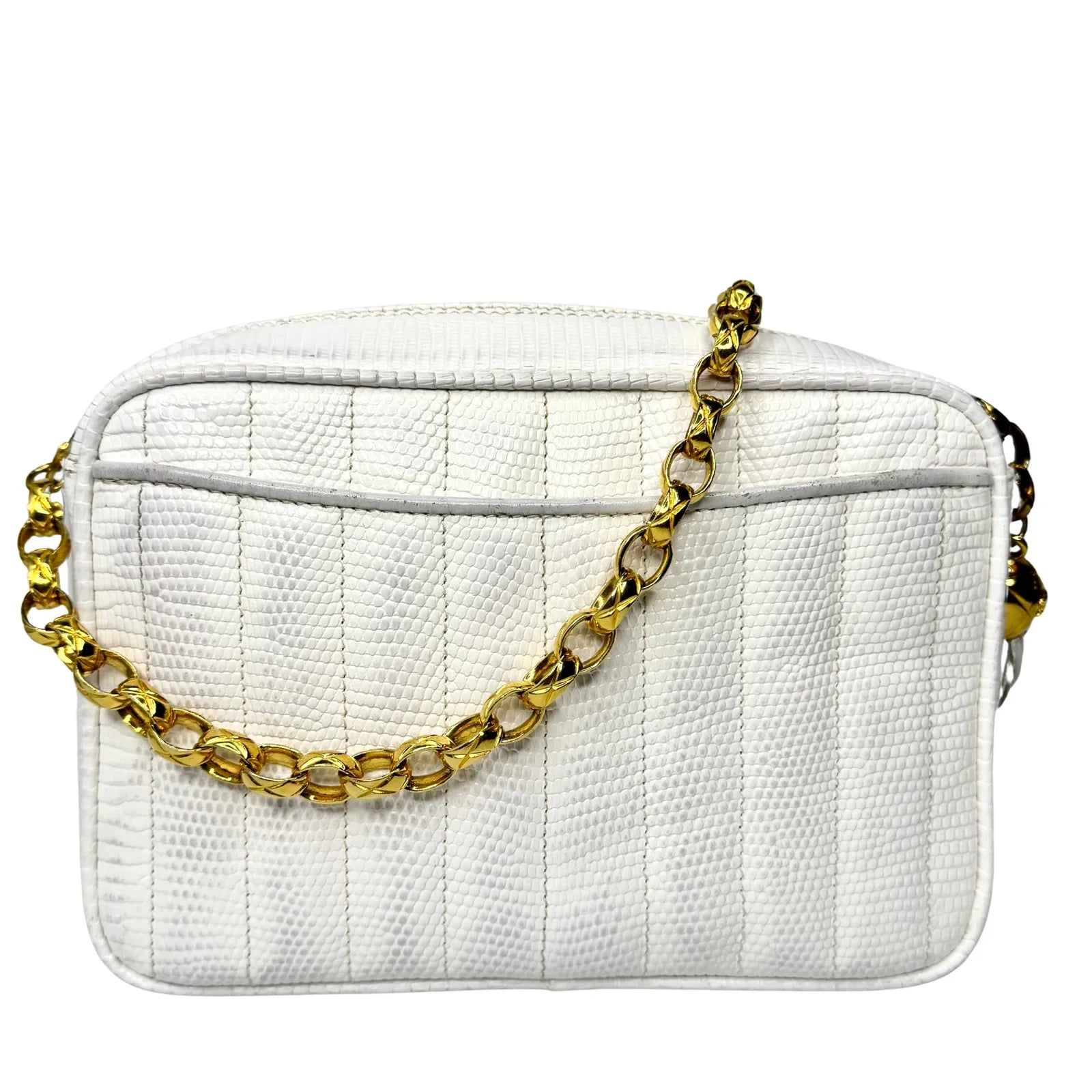 Chanel Vintage White Lizard Tassel Camera Crossbody Bag - Lost Designer