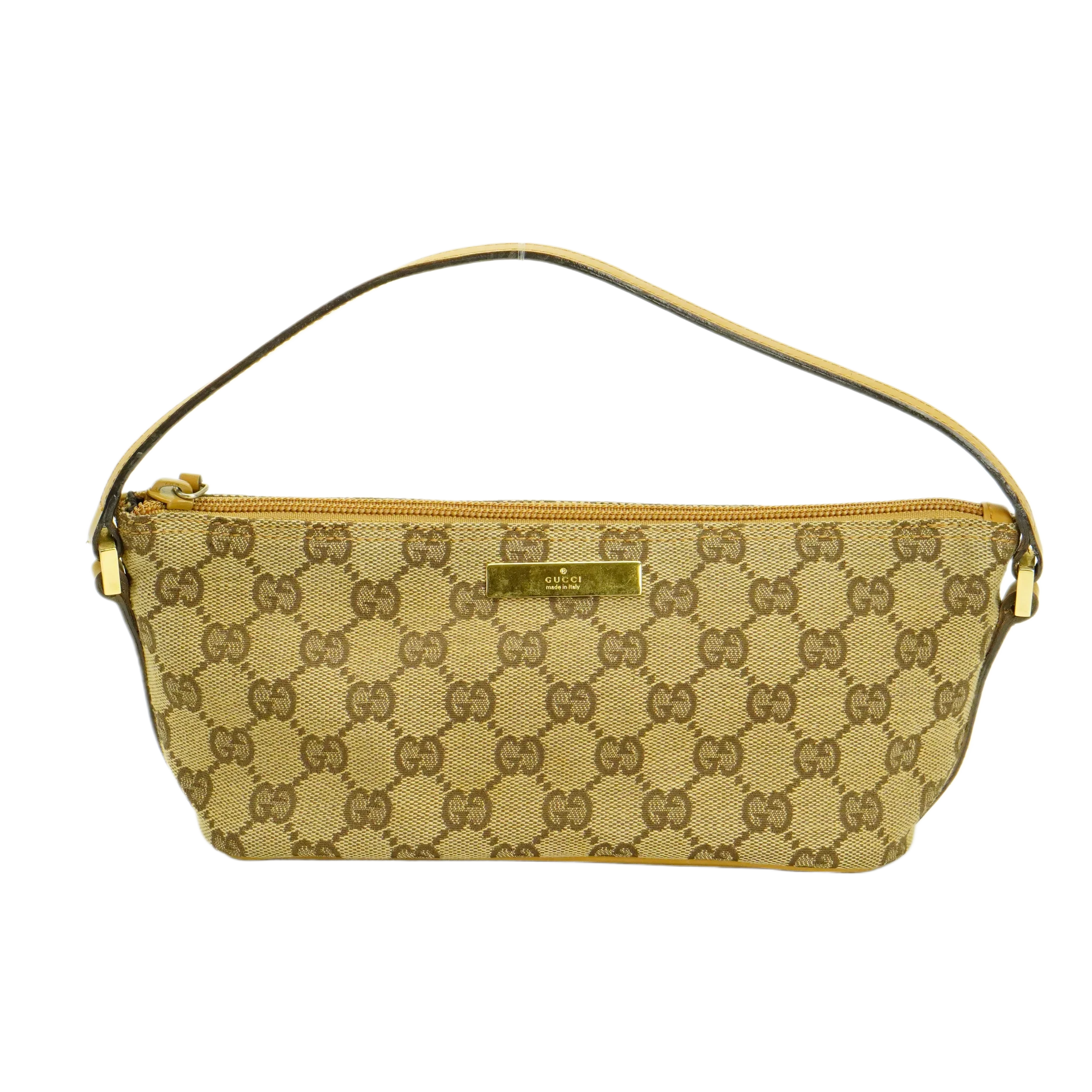Gucci Beige GG Monogram Boat Pochette Bag - Lost Designer