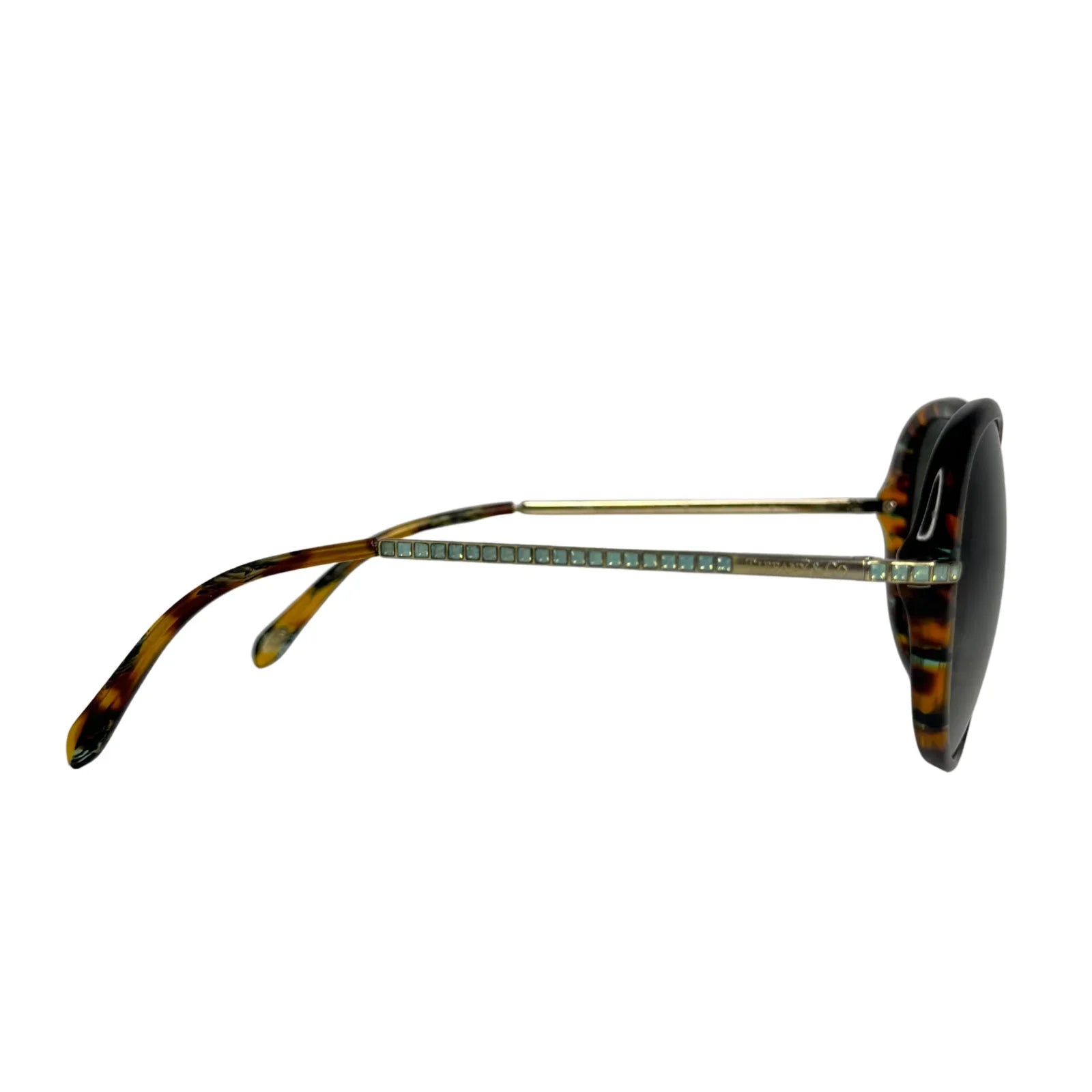 Tiffany & Co. Tortoiseshell Oversized Crystal Arm Sunglasses - Lost Designer
