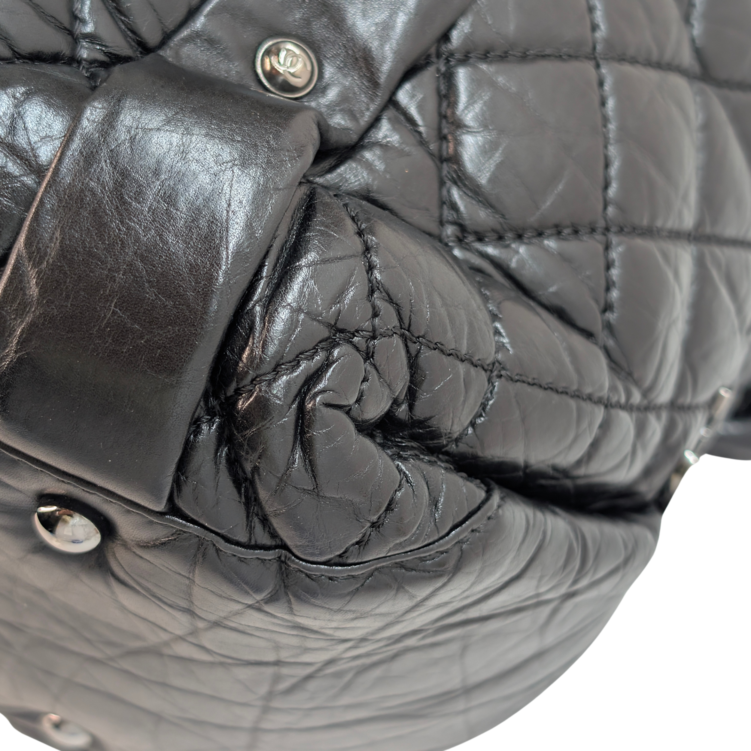 Chanel Distressed Lambskin Lady Braid Tote Bag Black