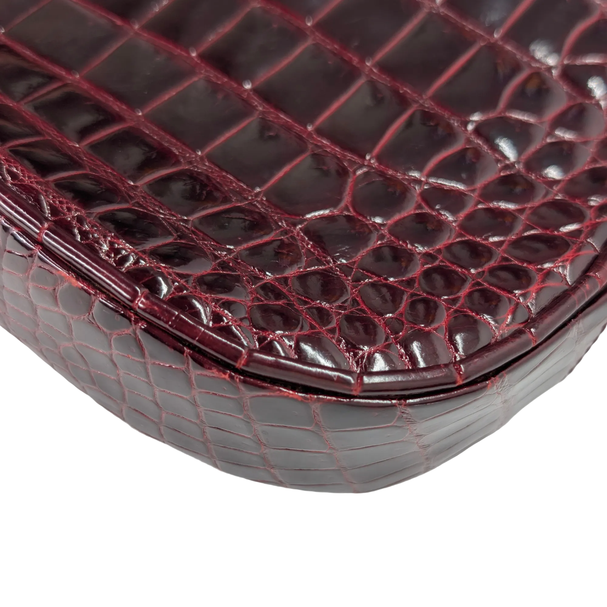 Gucci Vintage Crocodile Shoulder Bag Burgundy