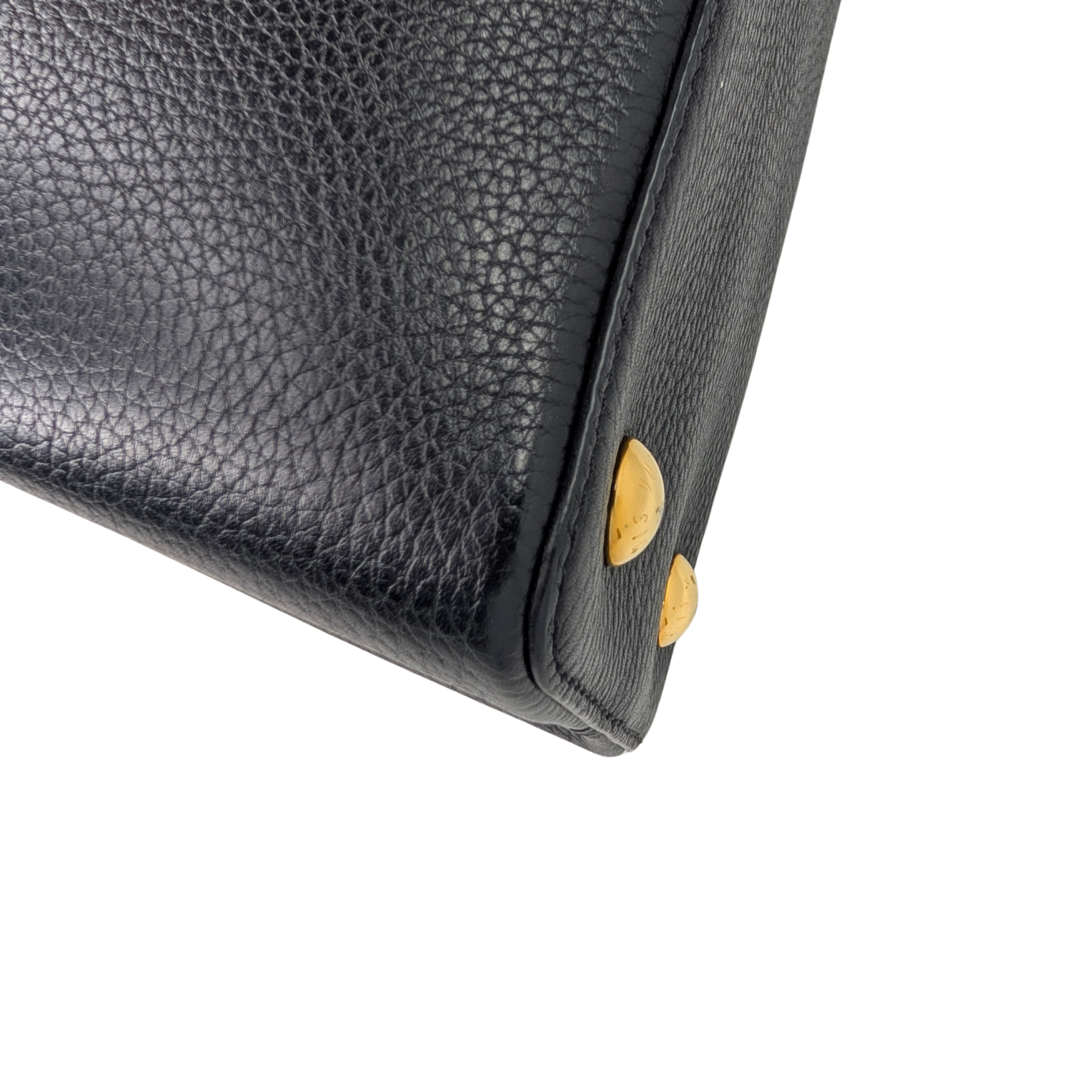 Louis Vuitton Capucine Pm Shoulder Handbag Taurillon Leather Black