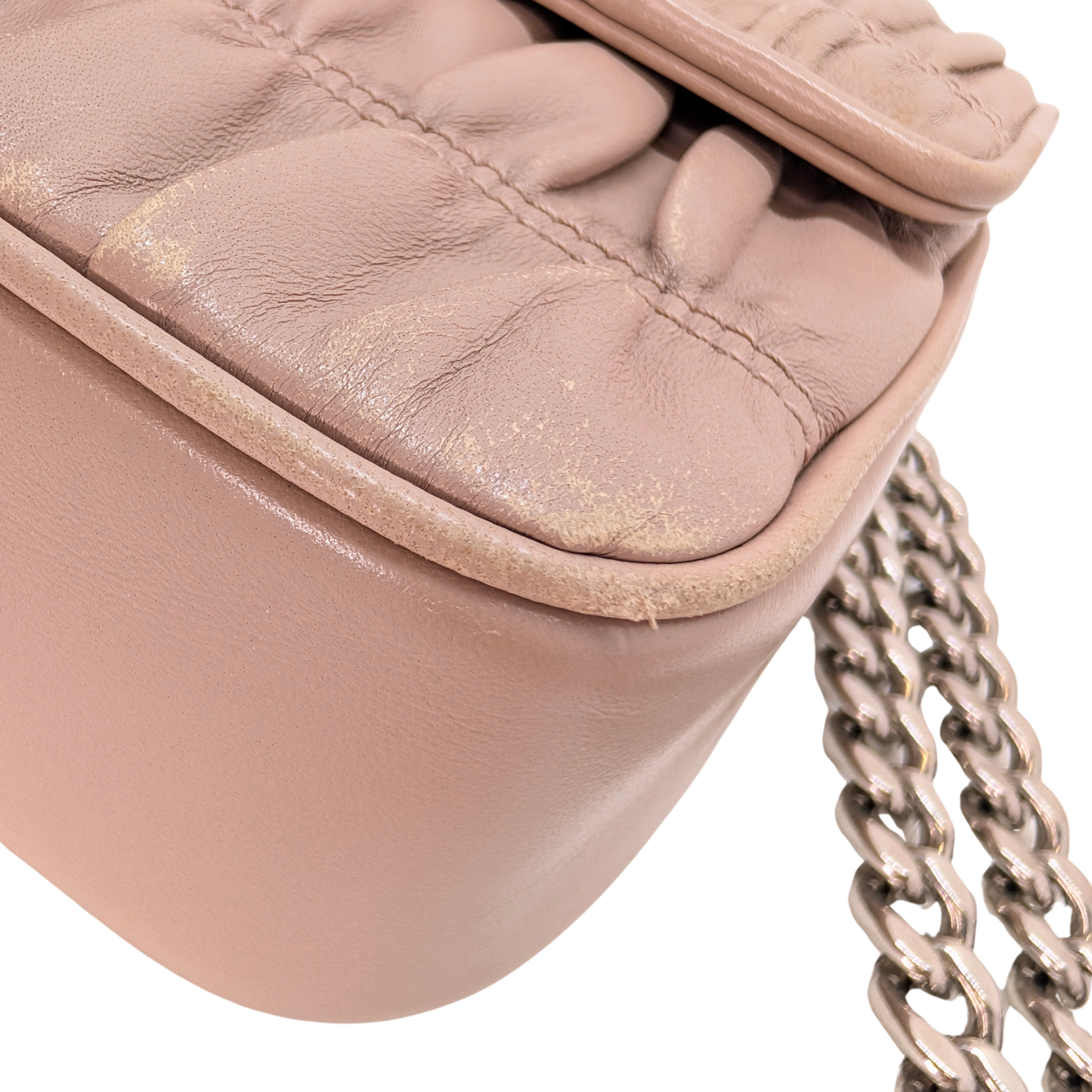 Prada Nappa Gaufre Chain Flap Crossbody Bag Taupe