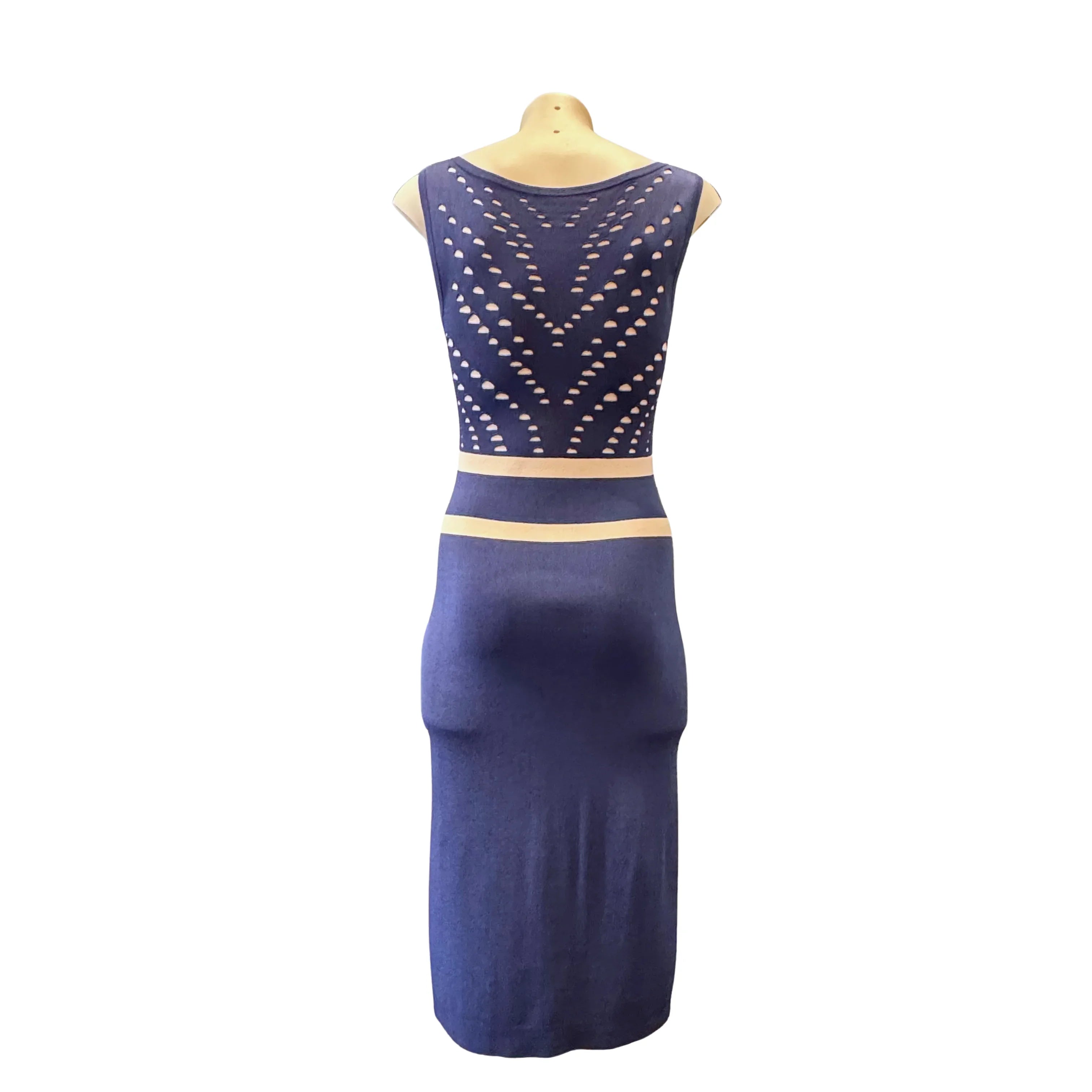 Versace Navy Cut-Out Midi Dress Size 44 - Lost Designer