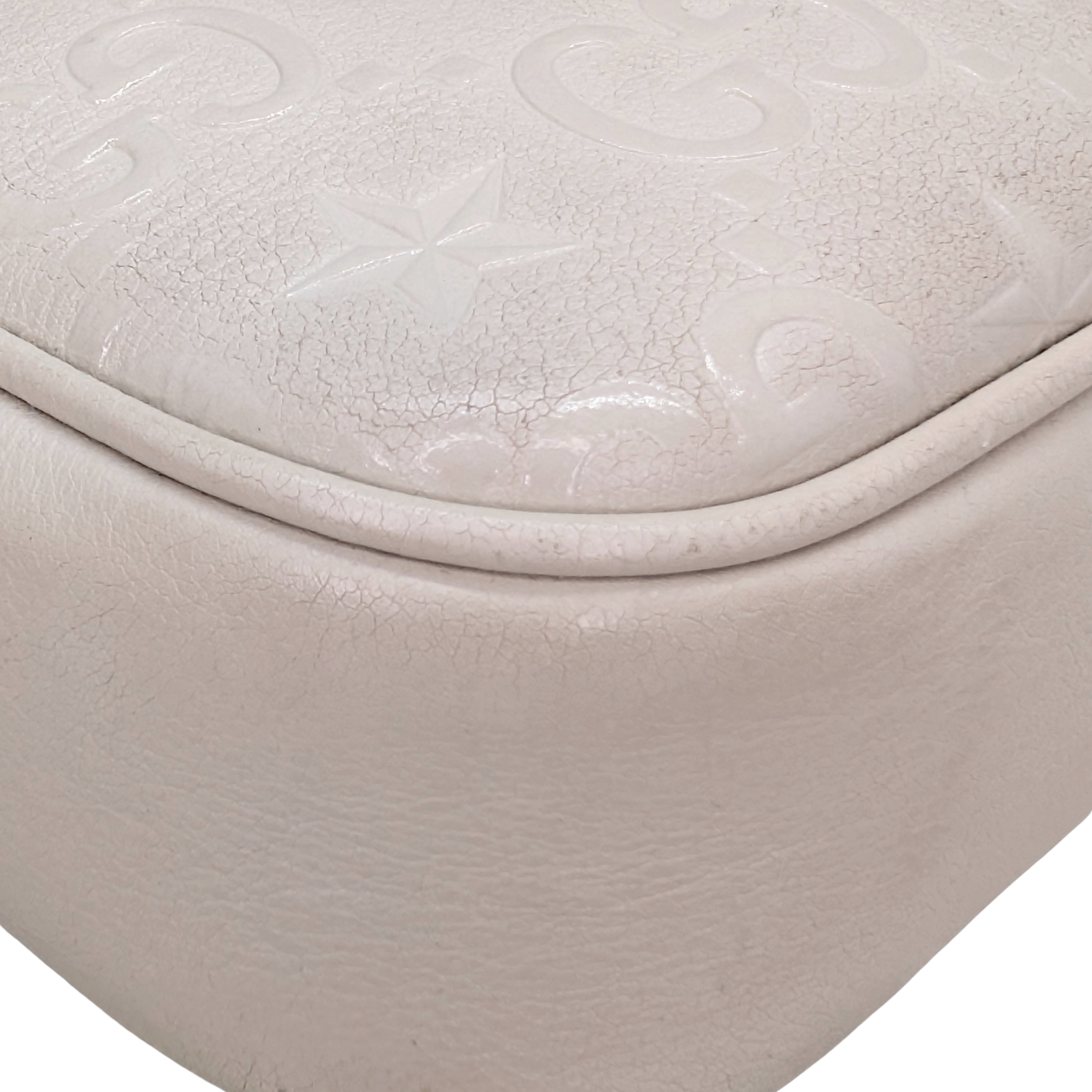 Gucci White GG Star Leather Camera Shoulder Bag