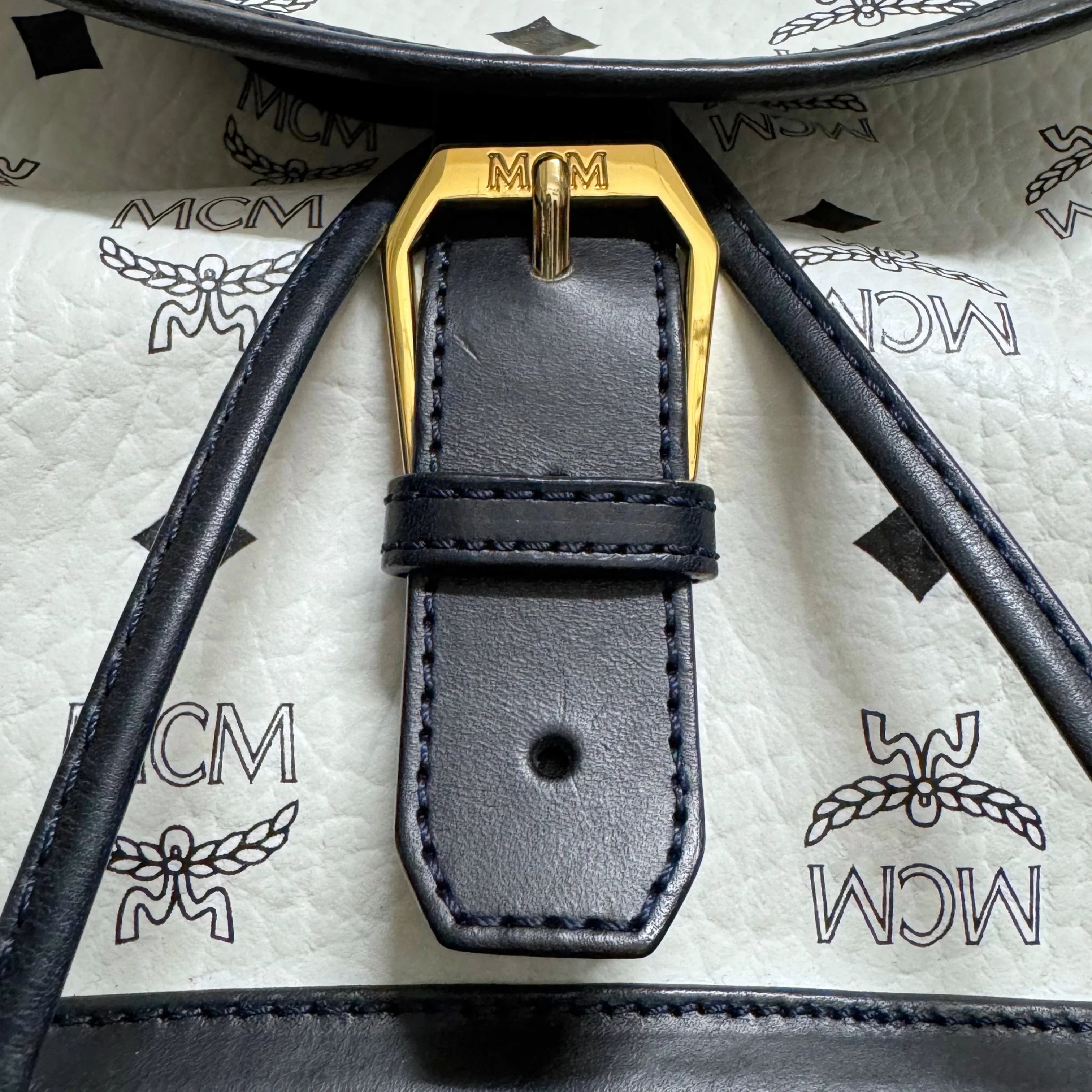 MCM Heritage Drawstring Backpack White - Lost Designer