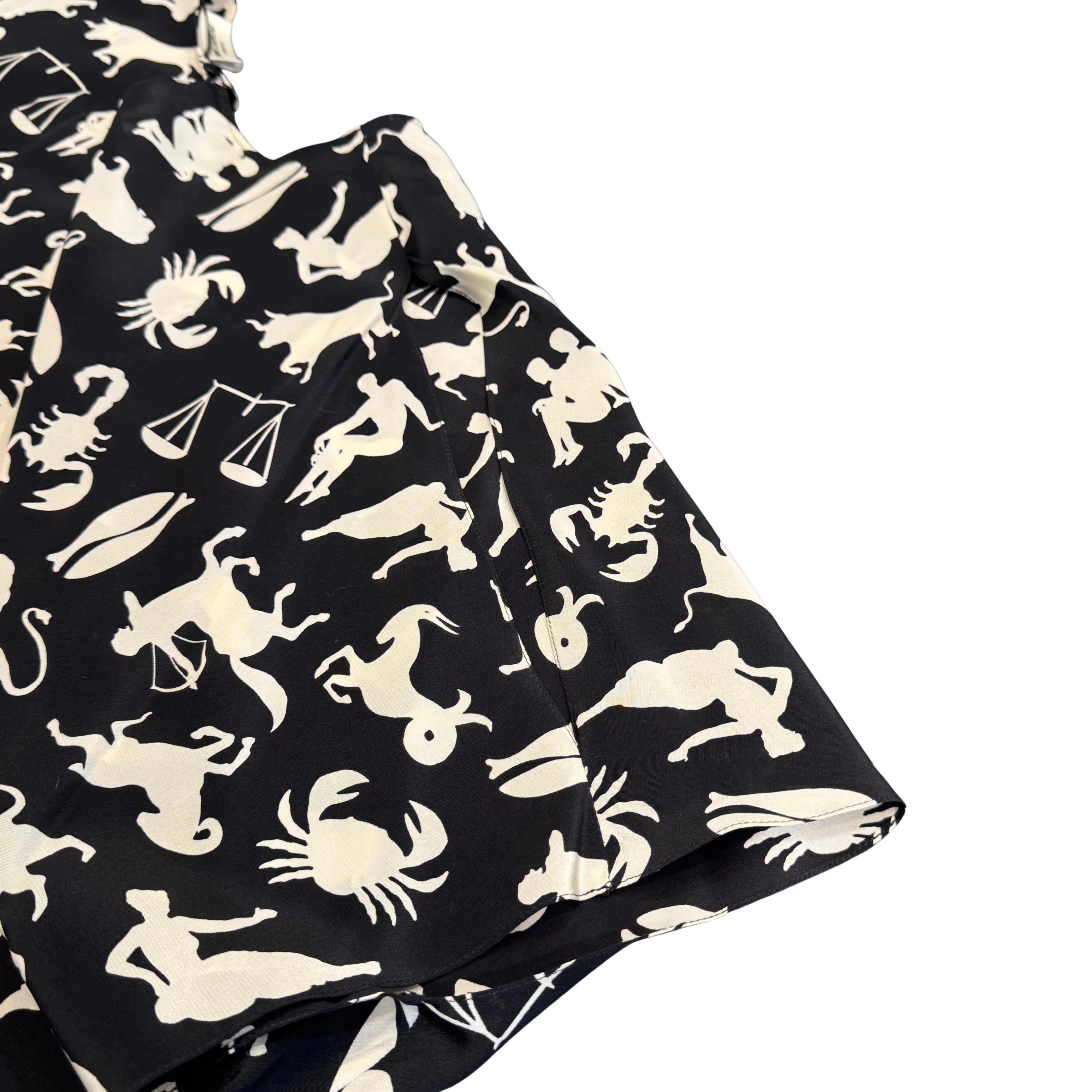 Saint Laurent Black/Cream Silk Zodiac Print Blouse Shirt 40 - Lost Designer