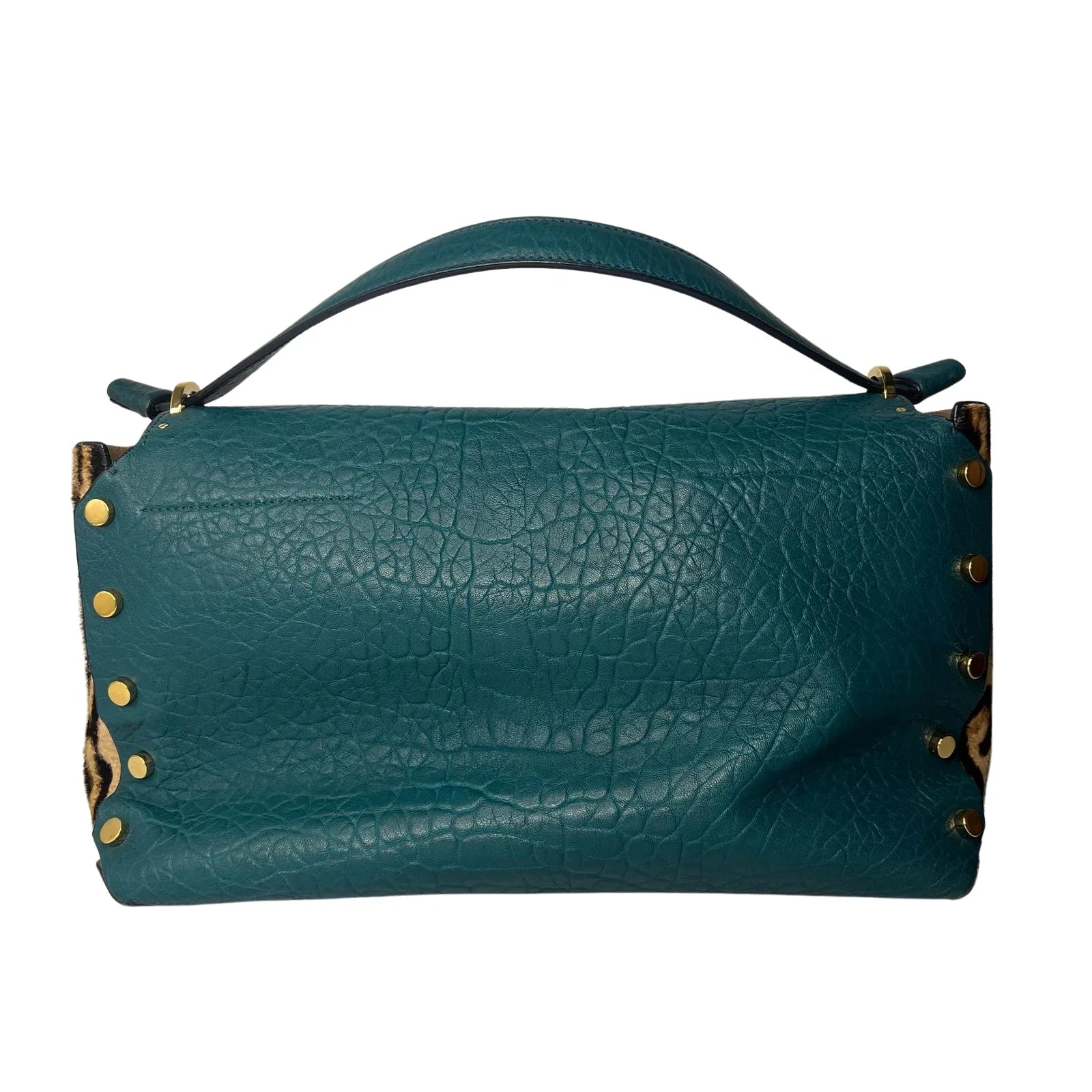 Jimmy Choo Lockett/XB Medium Bag – Teal Leather & Leopard Pony Hair - Lost Designer