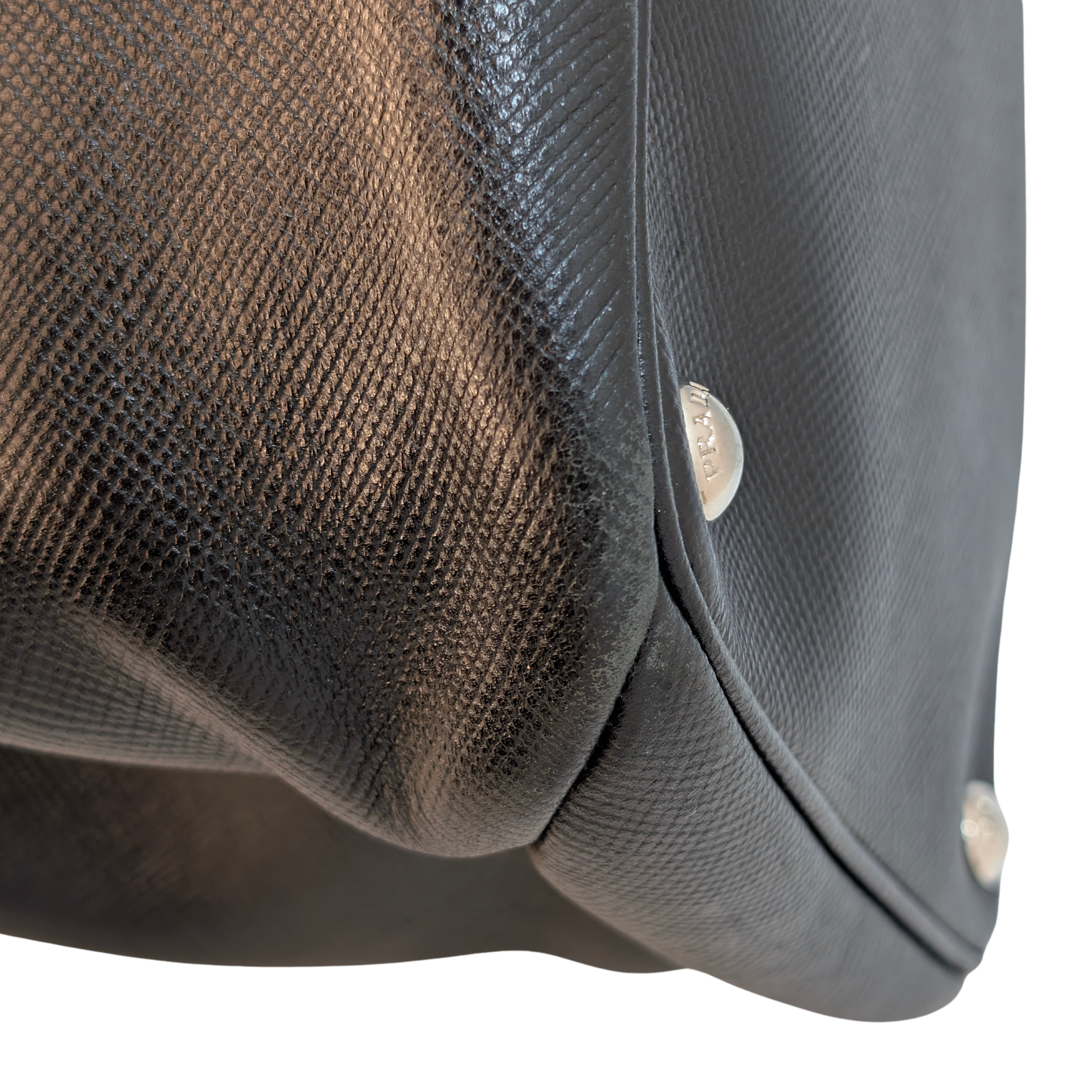 Prada Saffiano Cuir Twist Lock Tote Bag Black