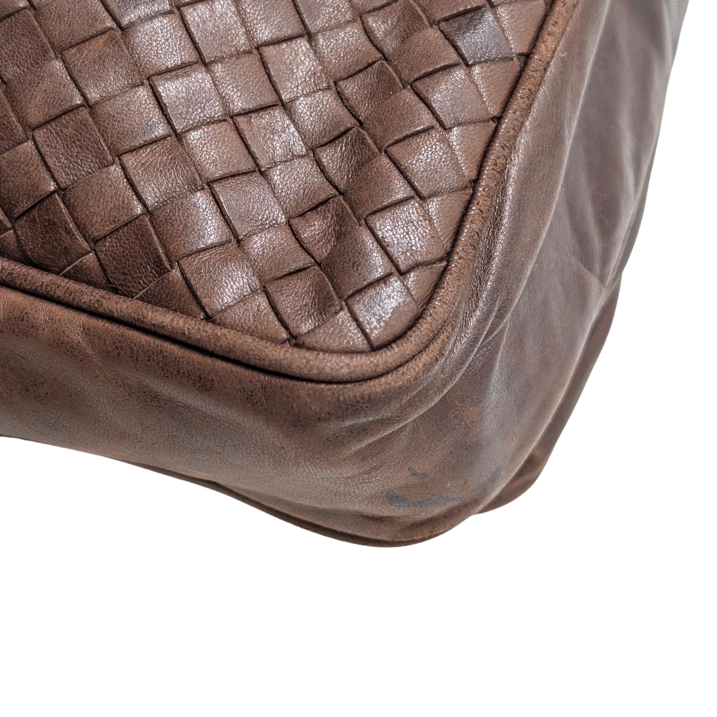 Bottega Veneta Intrecciato Leather Crossbody Bag Brown