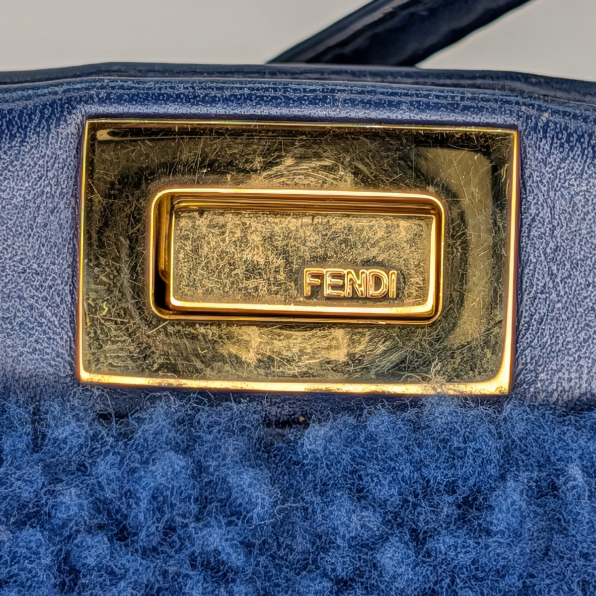 Fendi Peekaboo Micro Shearling Bag Blue