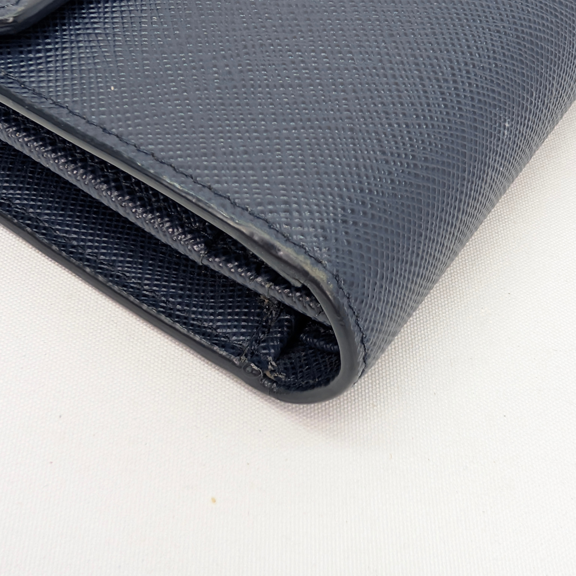 Black Prada Saffiano Multi Pocket Wallet Navy Blue
