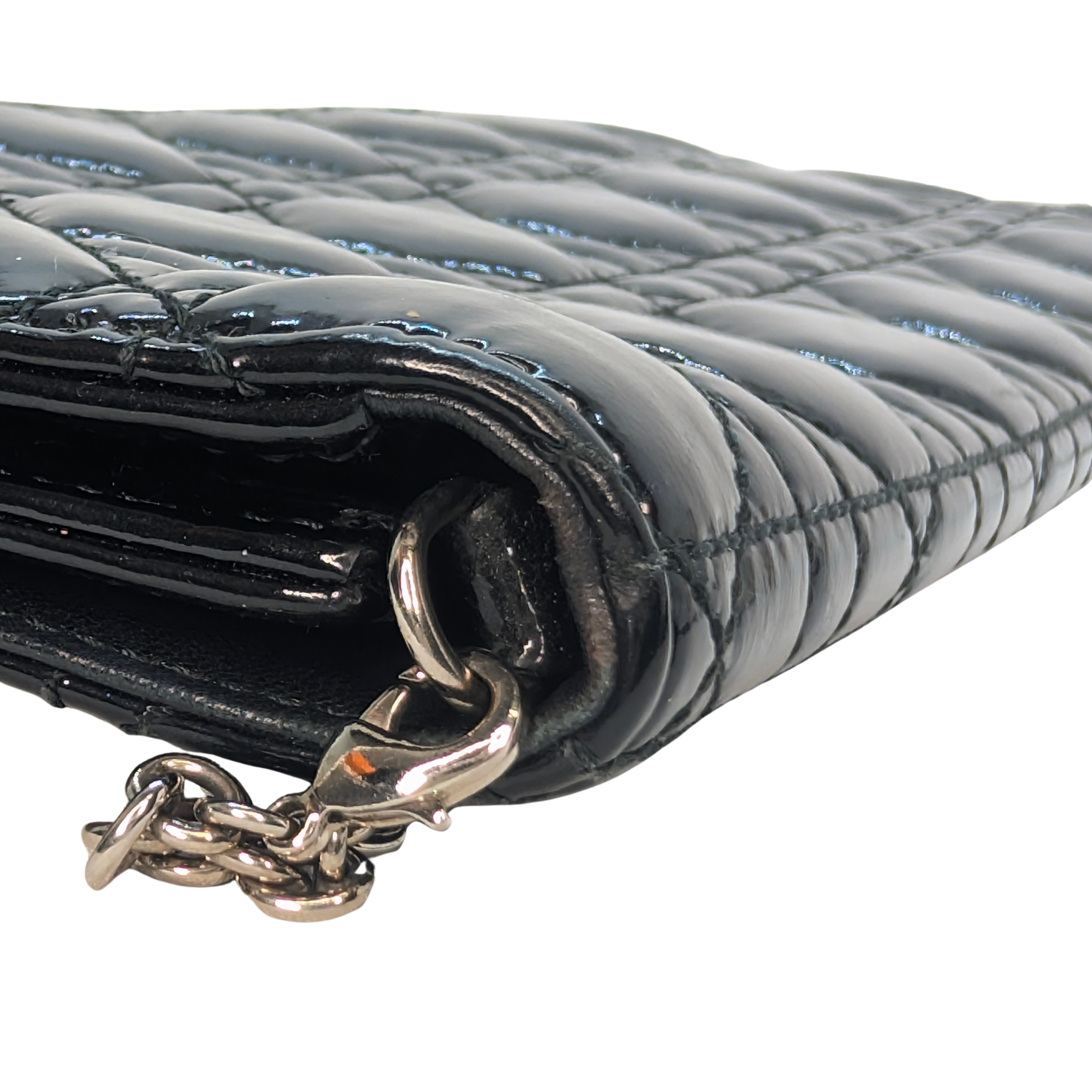Dior Patent Leather Clutch on Chain Black