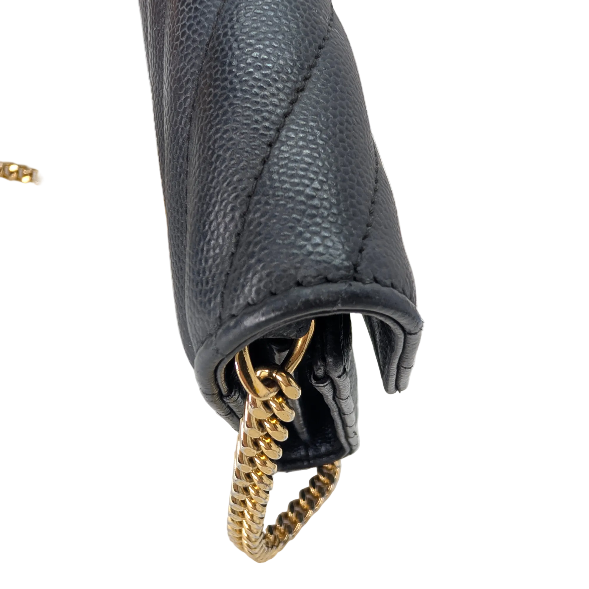 Saint Laurent Cassandre Envelope Chain Wallet Black