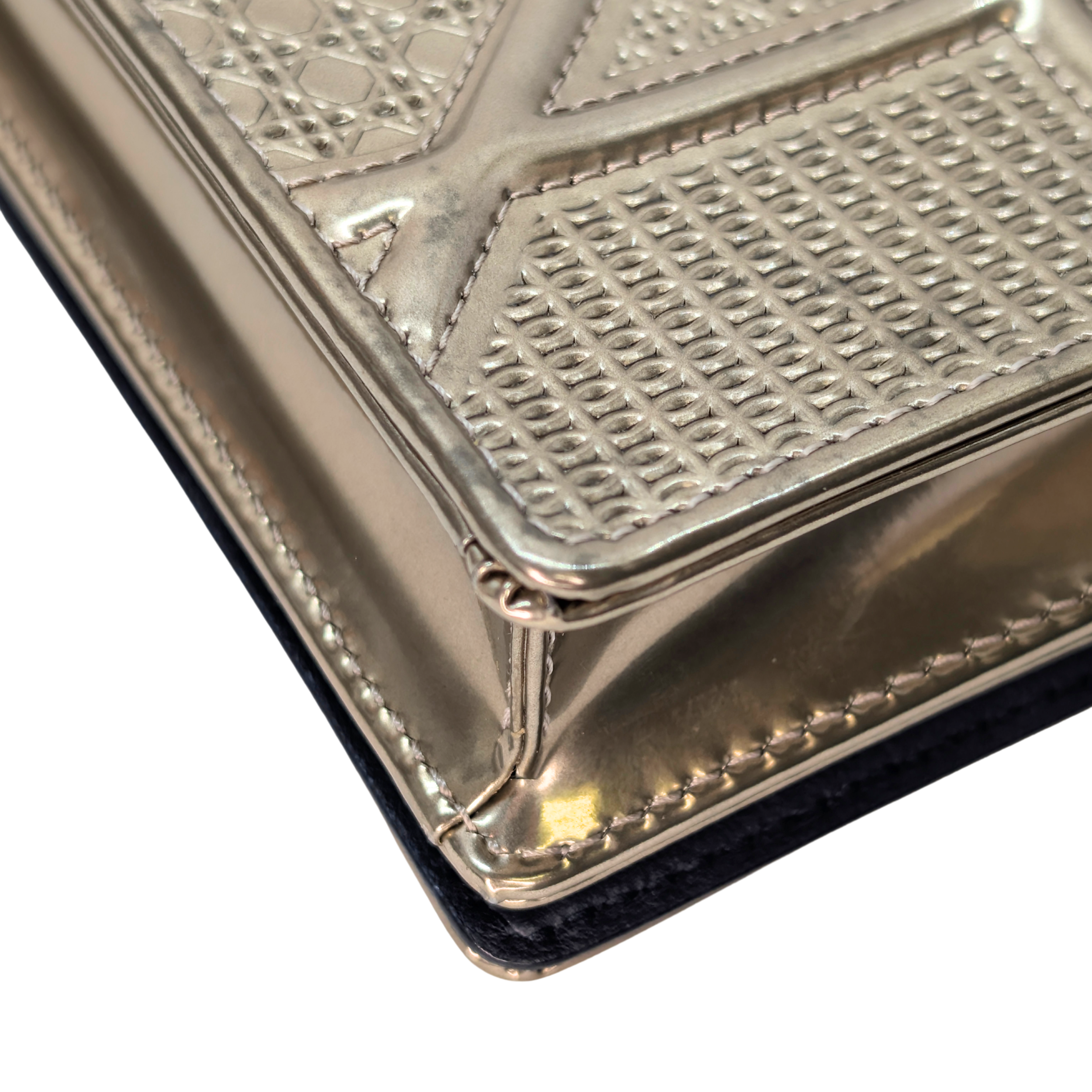 Dior Micro Cannage Leather Baby Diorama Bag Metallic Gold
