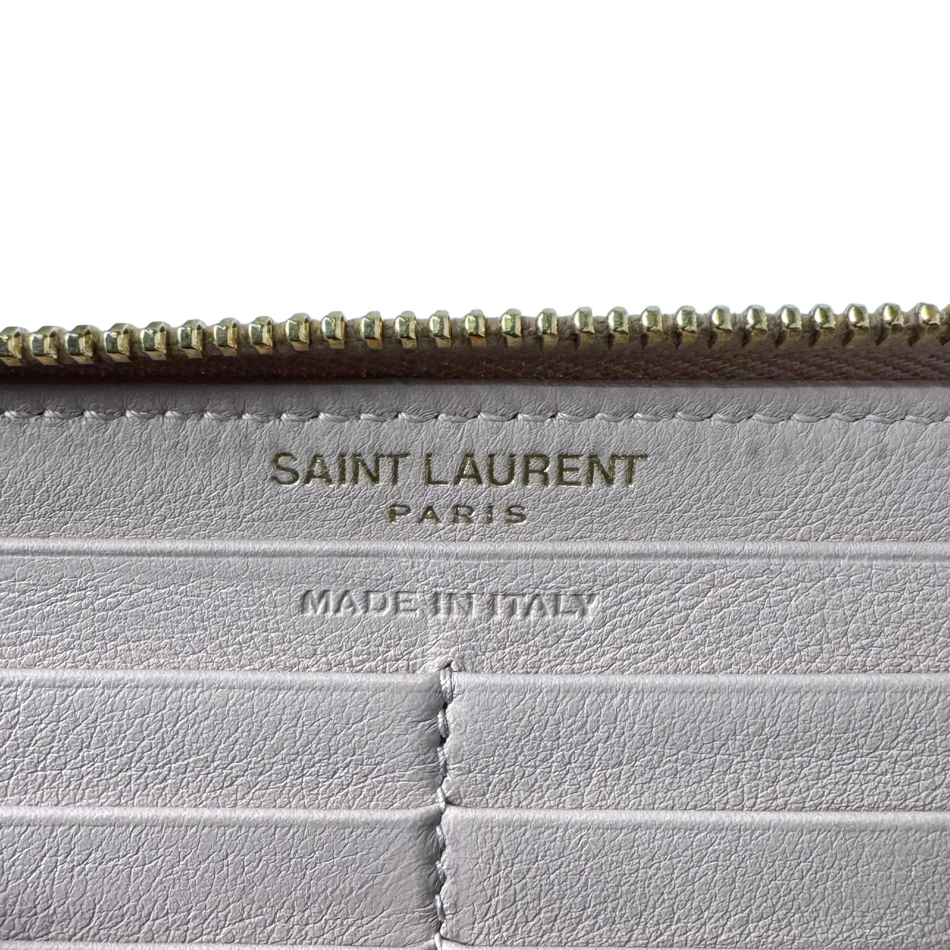 Saint Laurent Smooth Calfskin Long Beige Wallet - Lost Designer
