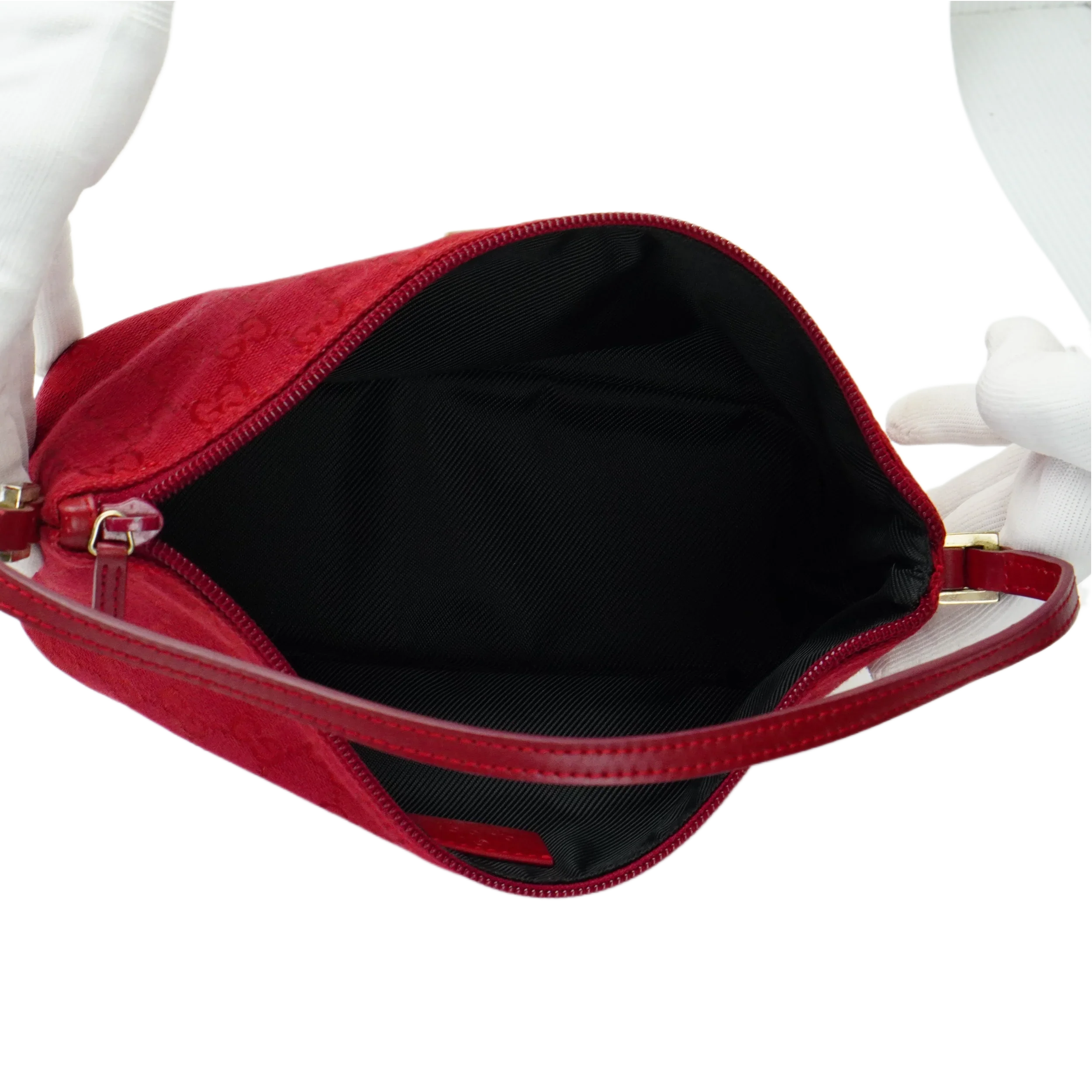 Gucci Cherry Red GG Monogram Boat Pochette Bag - Lost Designer