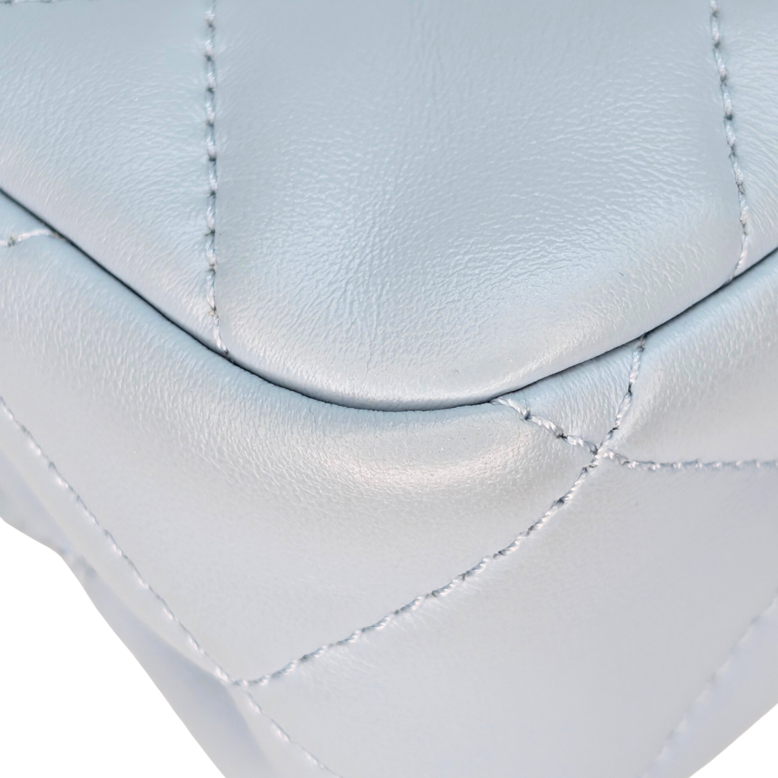 Chanel Quilted Lambskin Leather Mini Flap Bag Powder Blue