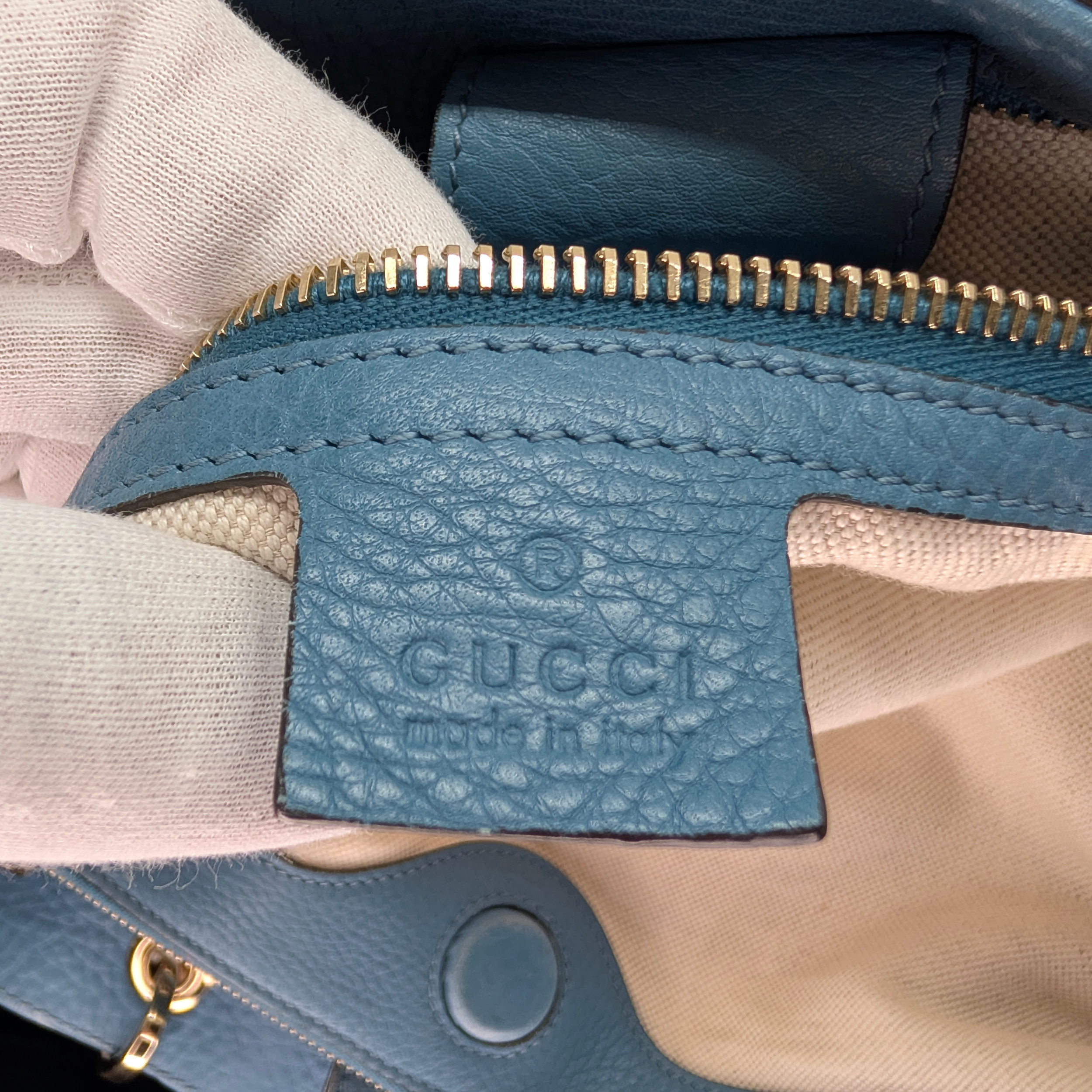 Gucci Bamboo Shopper Tote Bag Large Light Blue