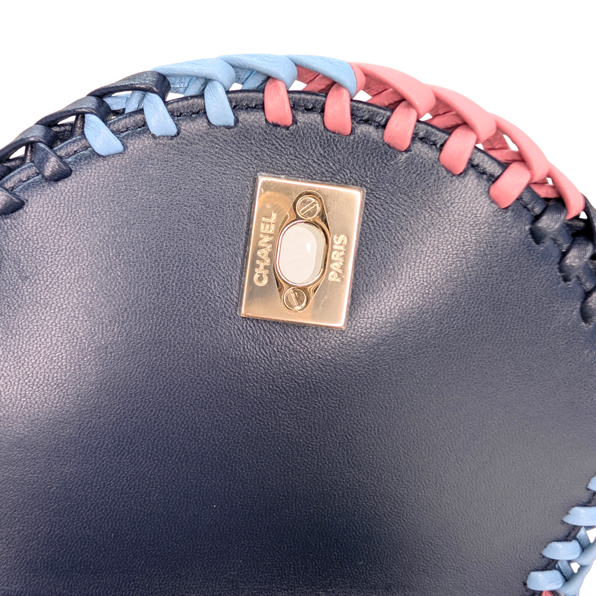 Chanel Braided Mini Messenger Flap Bag Navy Blue
