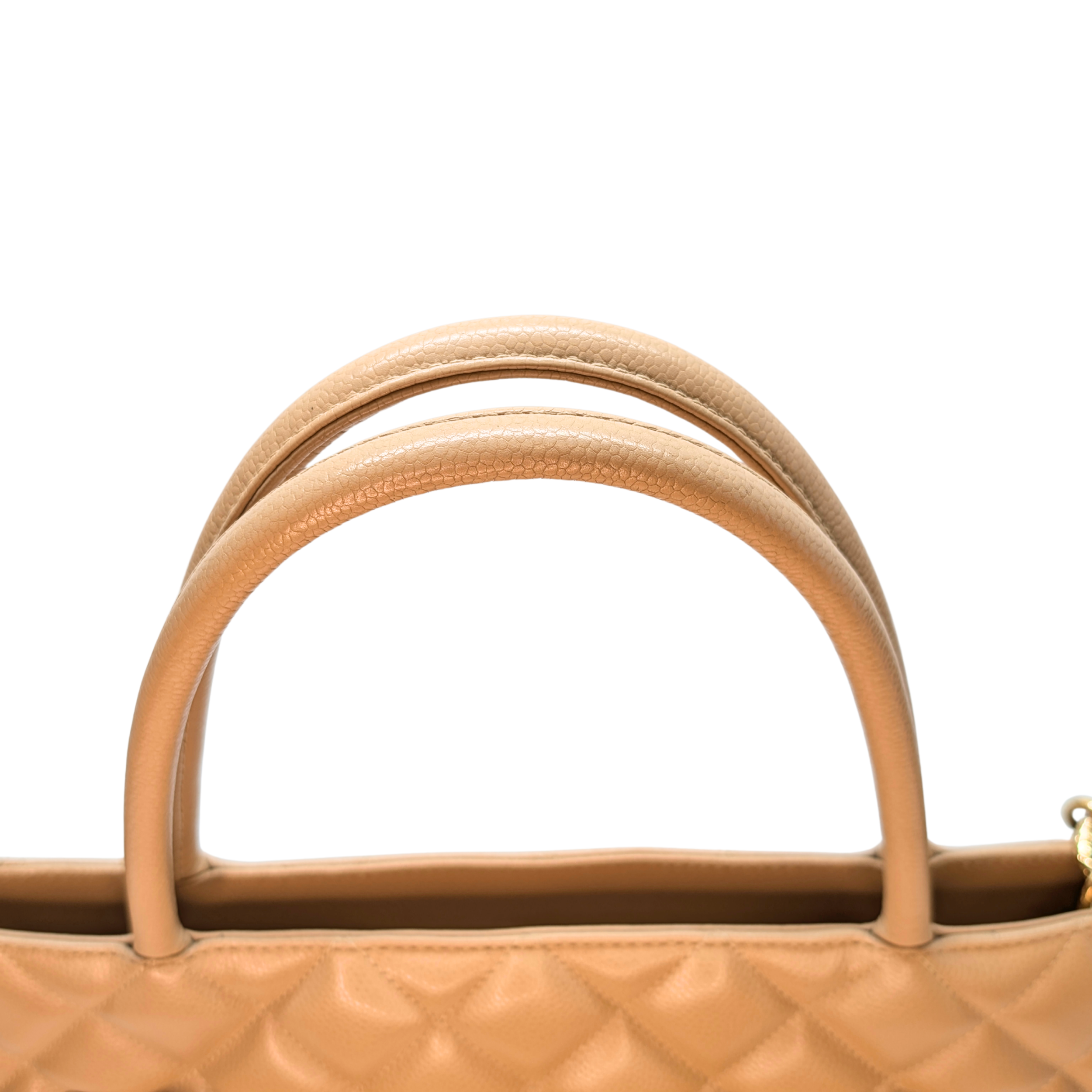 Chanel Caviar Medallion Tote Bag Beige