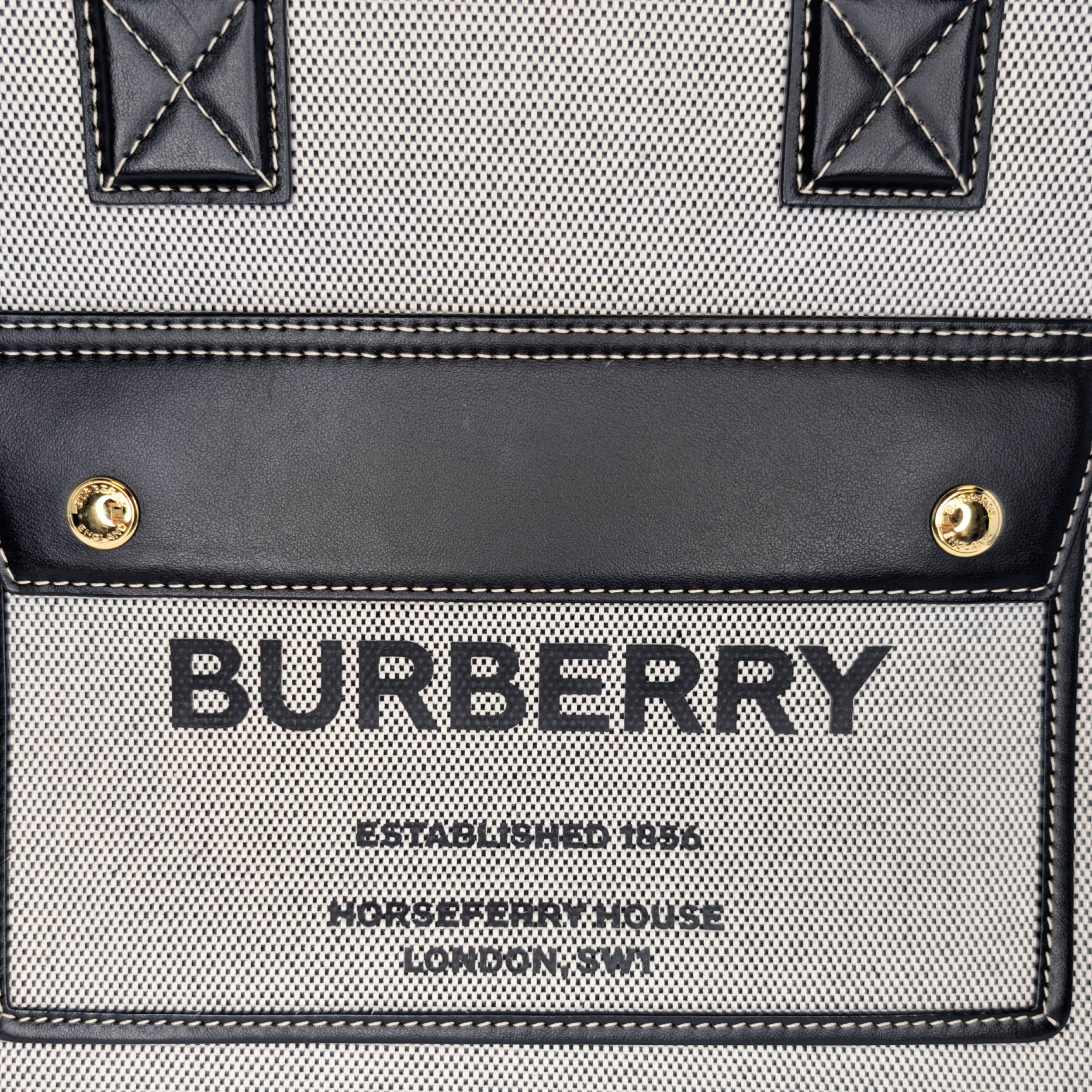 Burberry Canvas Smooth Calfskin Medium Two Tone Freya Tote