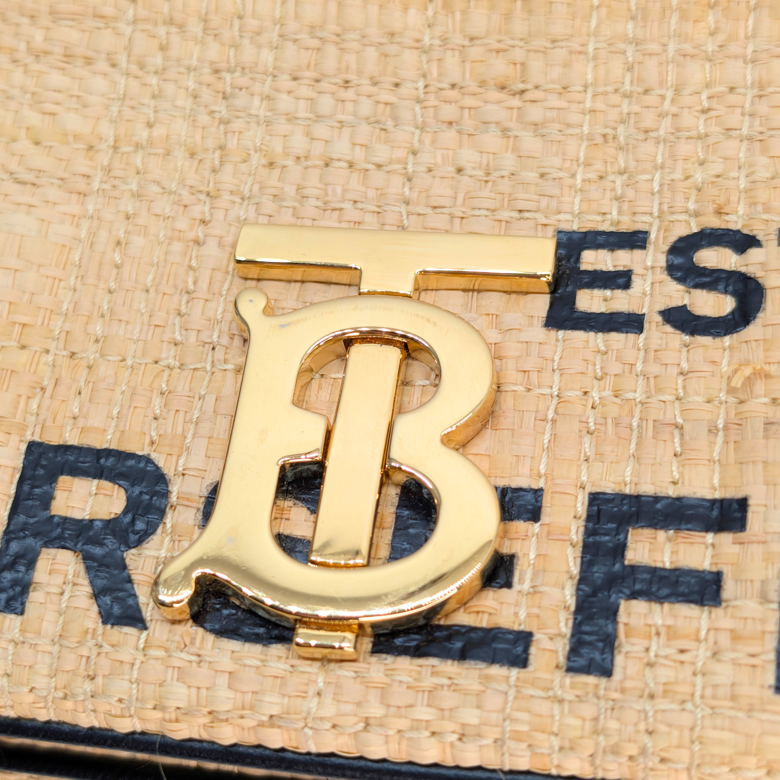 Burberry Small Horseferry Print Quilted Raffia Lola Bag