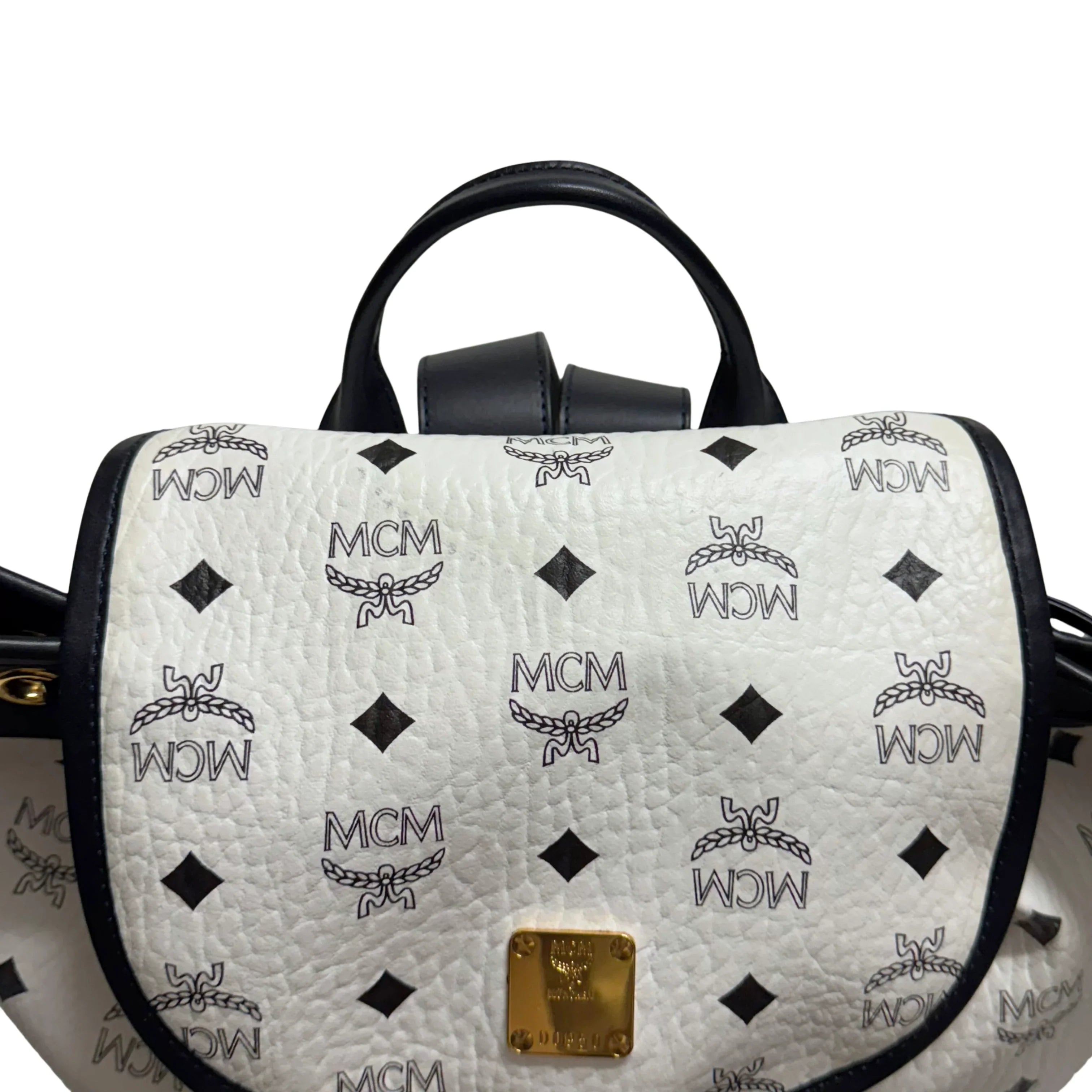 MCM Heritage Drawstring Backpack White - Lost Designer