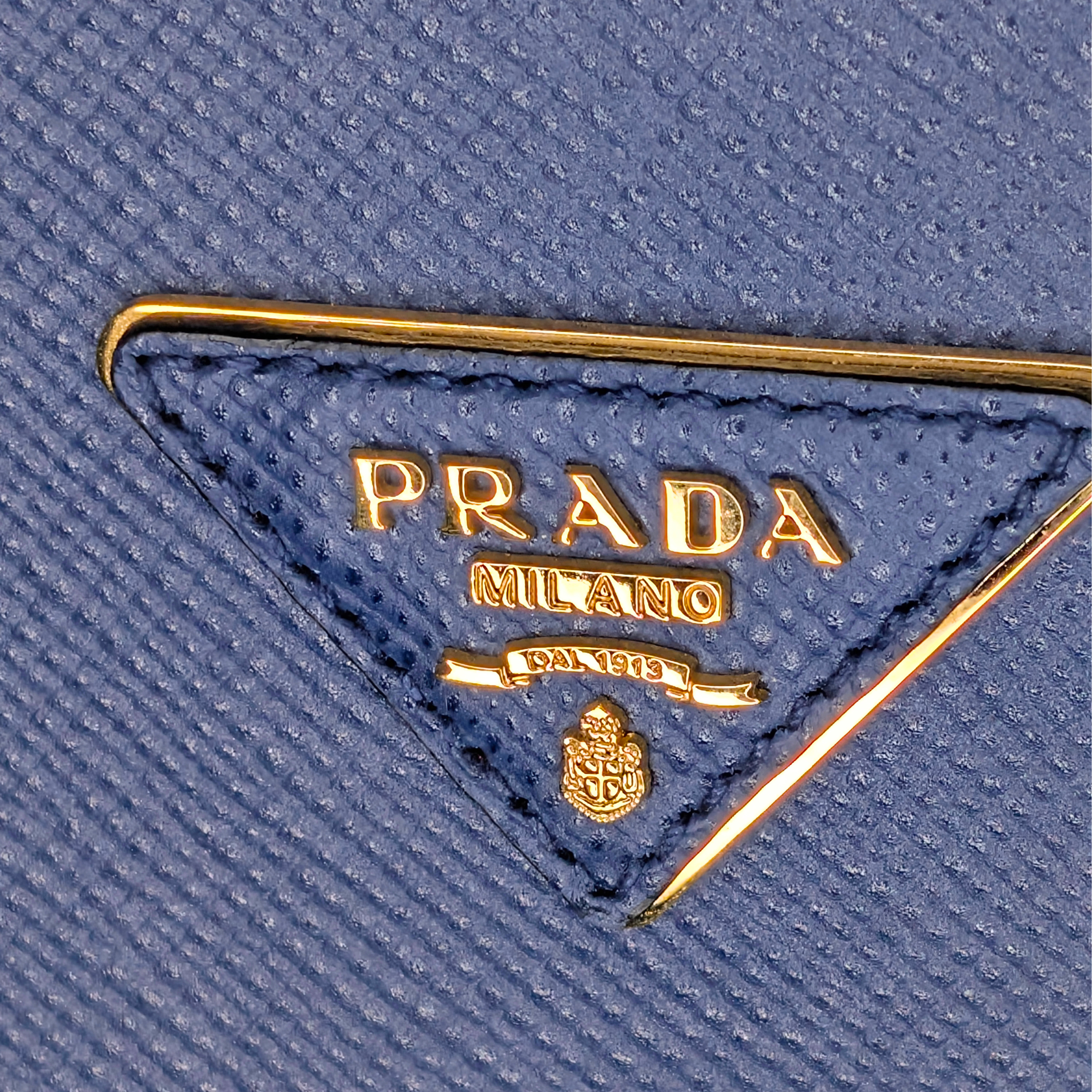 Prada Saffiano Cuir Double Bag Medium Navy