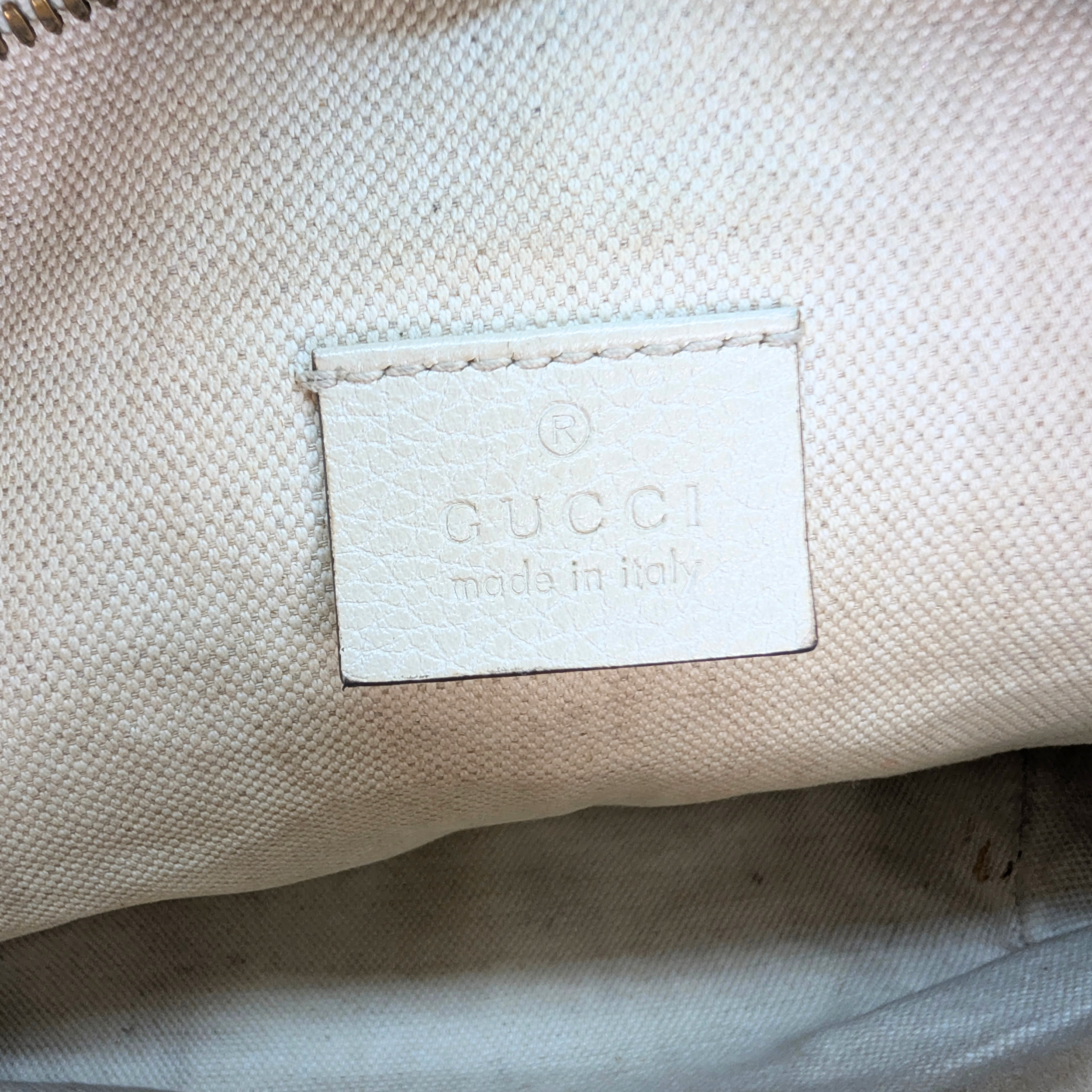 Gucci Grained Calfskin Logo Belt Bum Bag Beige