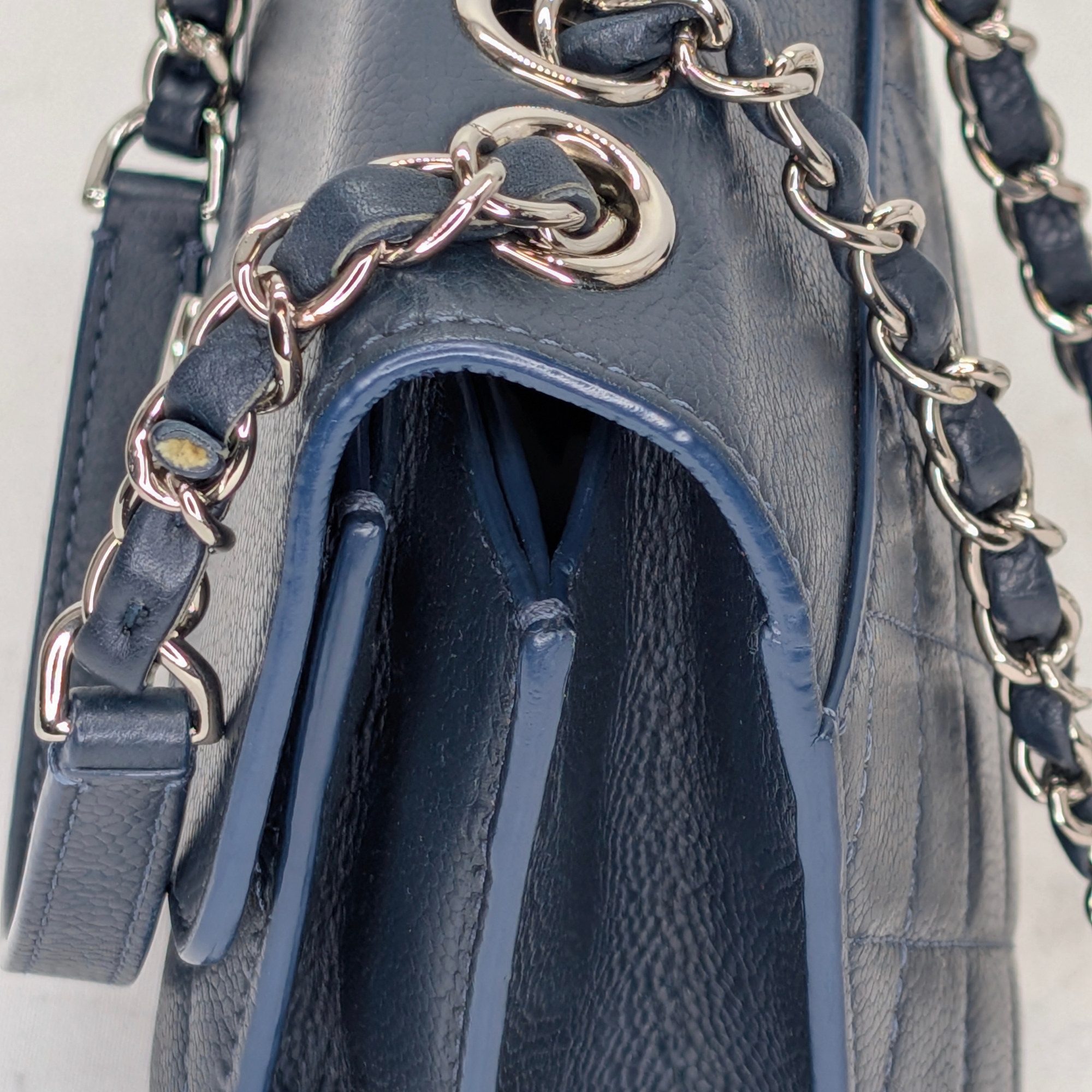 Chanel CC Box Flap Shoulder Bag Navy Blue