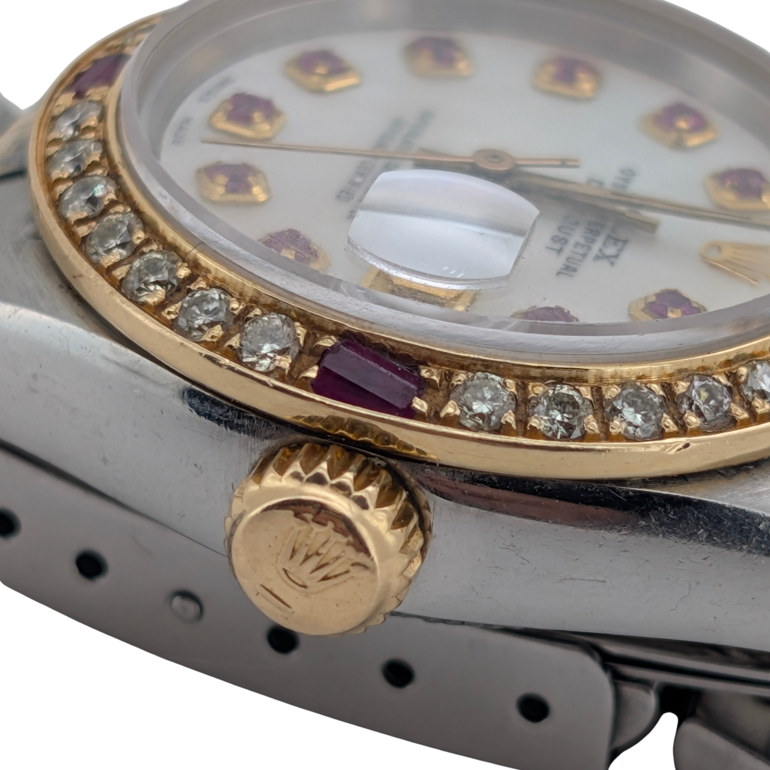 Rolex Datejust 6917 Ladies 26mm Two Tone 18k Aftermarket Diamond & Ruby