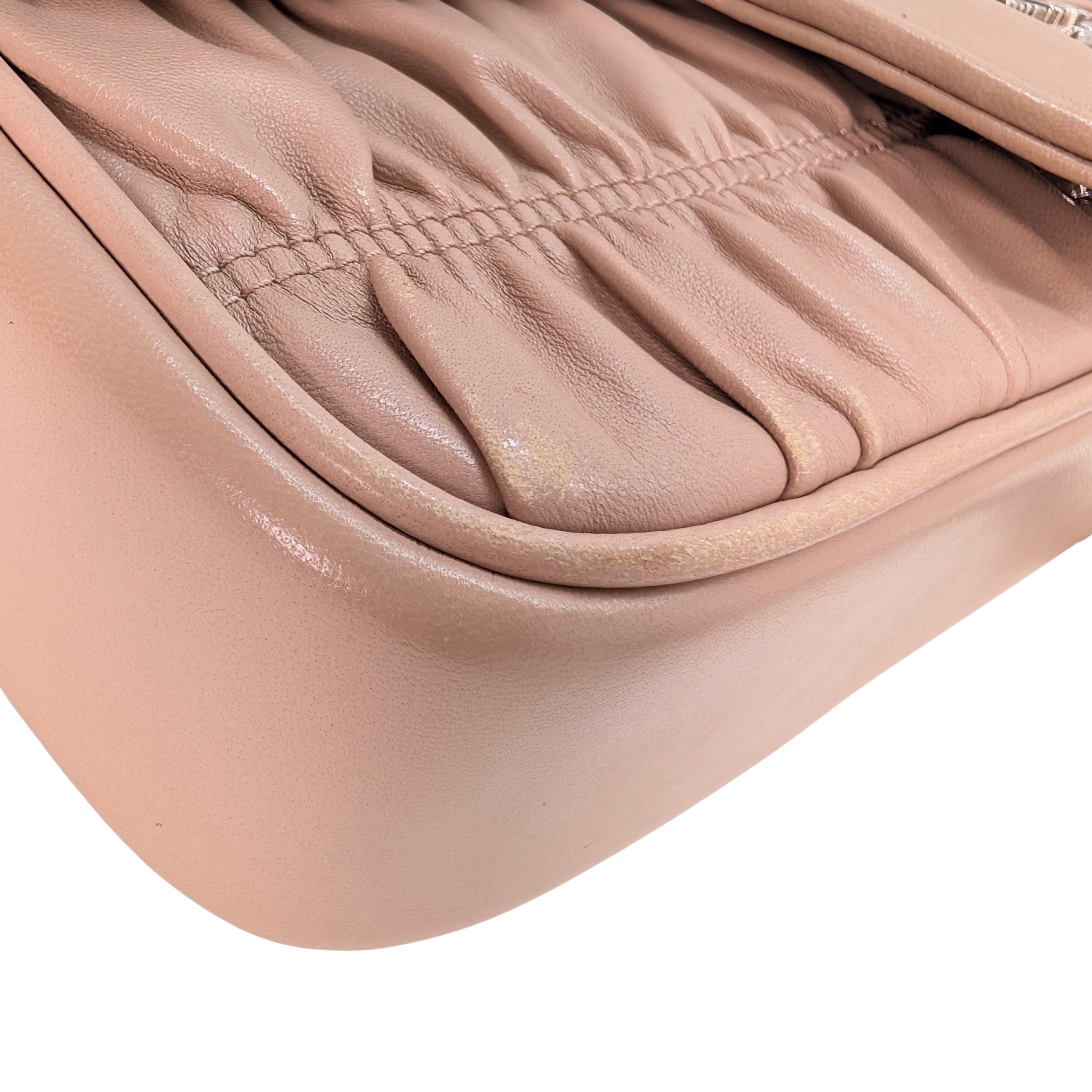 Prada Nappa Gaufre Chain Flap Crossbody Bag Taupe