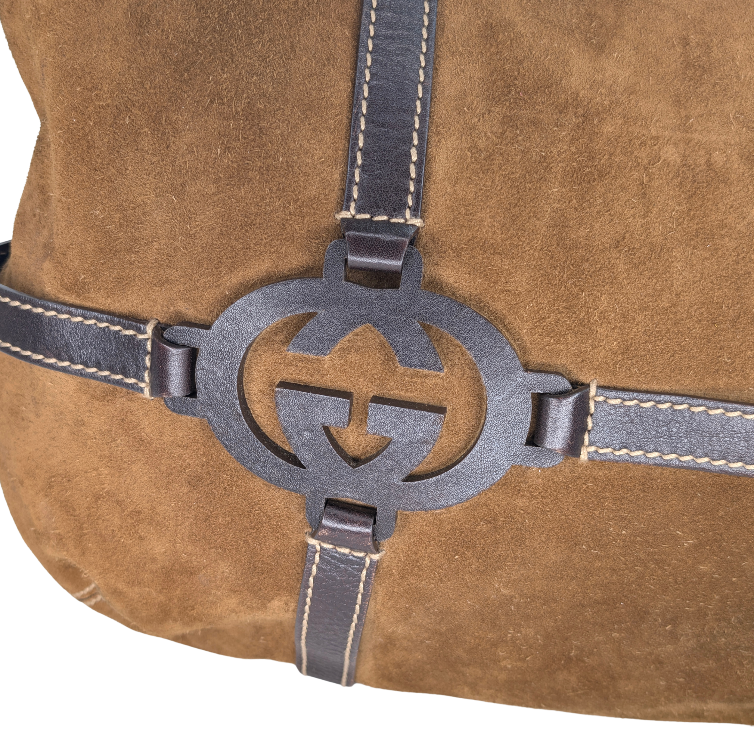 Gucci Sukey Suede Leather Hobo Bag Brown