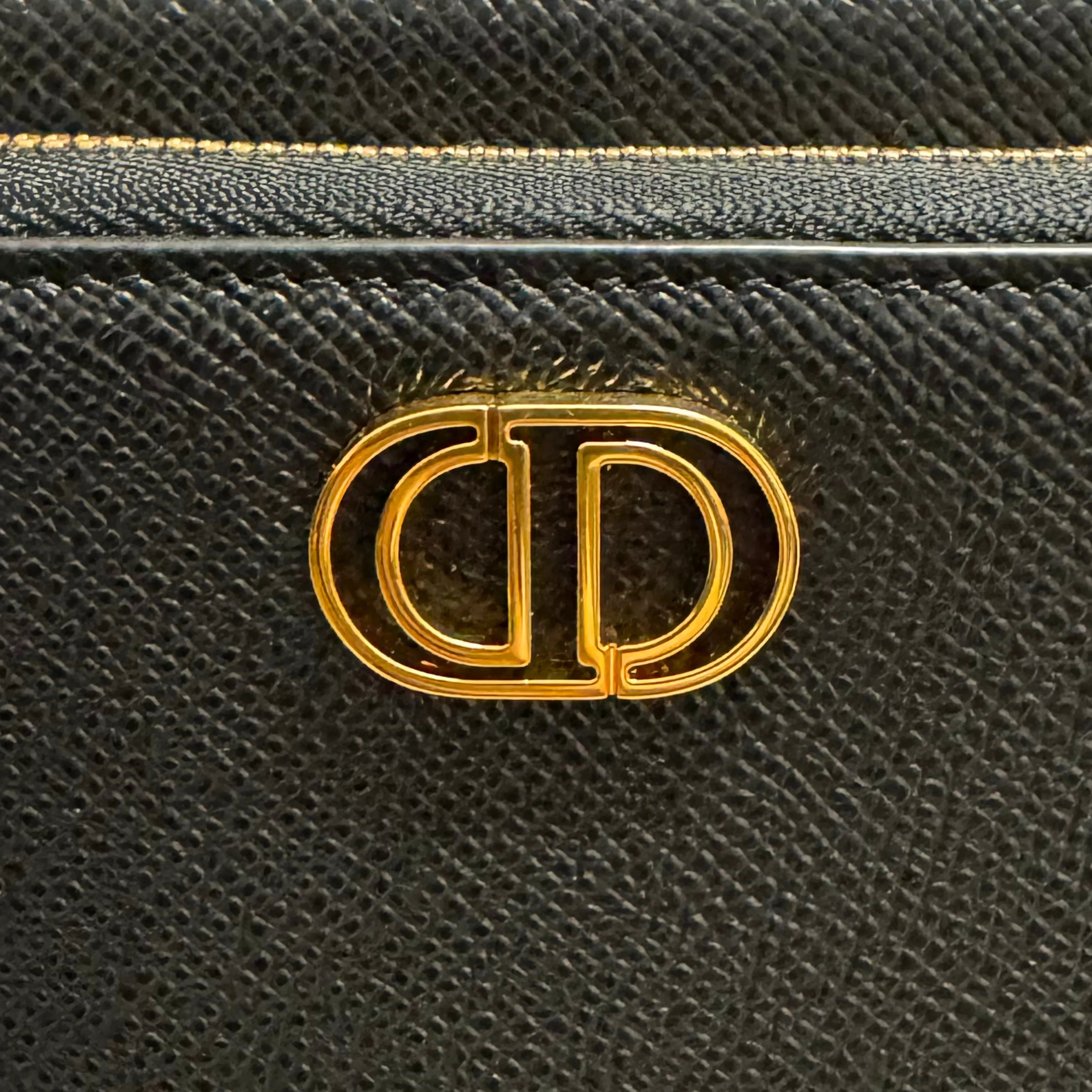 Christian Dior Caro Grained Leather Double Pouch Crossbody Bag Black - Lost Designer