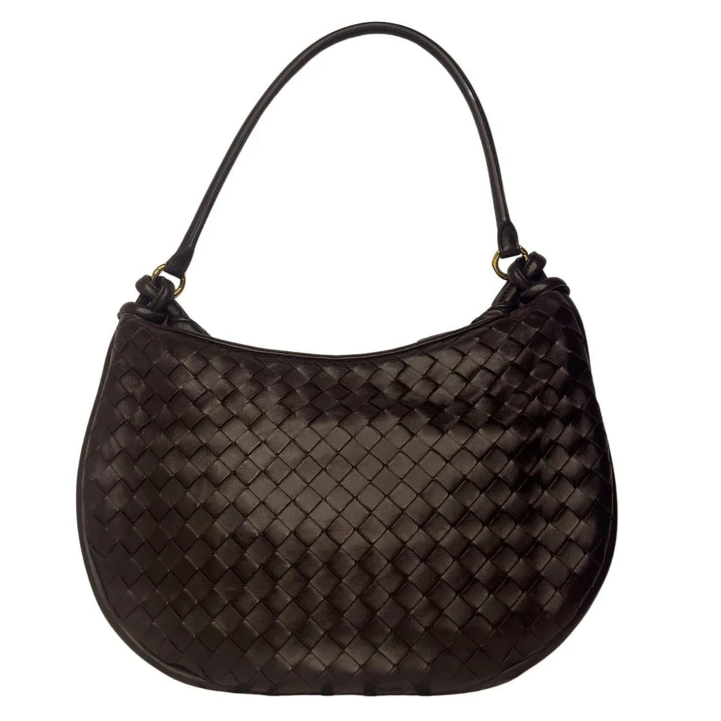 Brand New Bottega Veneta Gemelli Large Shoulder Bag – Intrecciato Dark Brown - Lost Designer