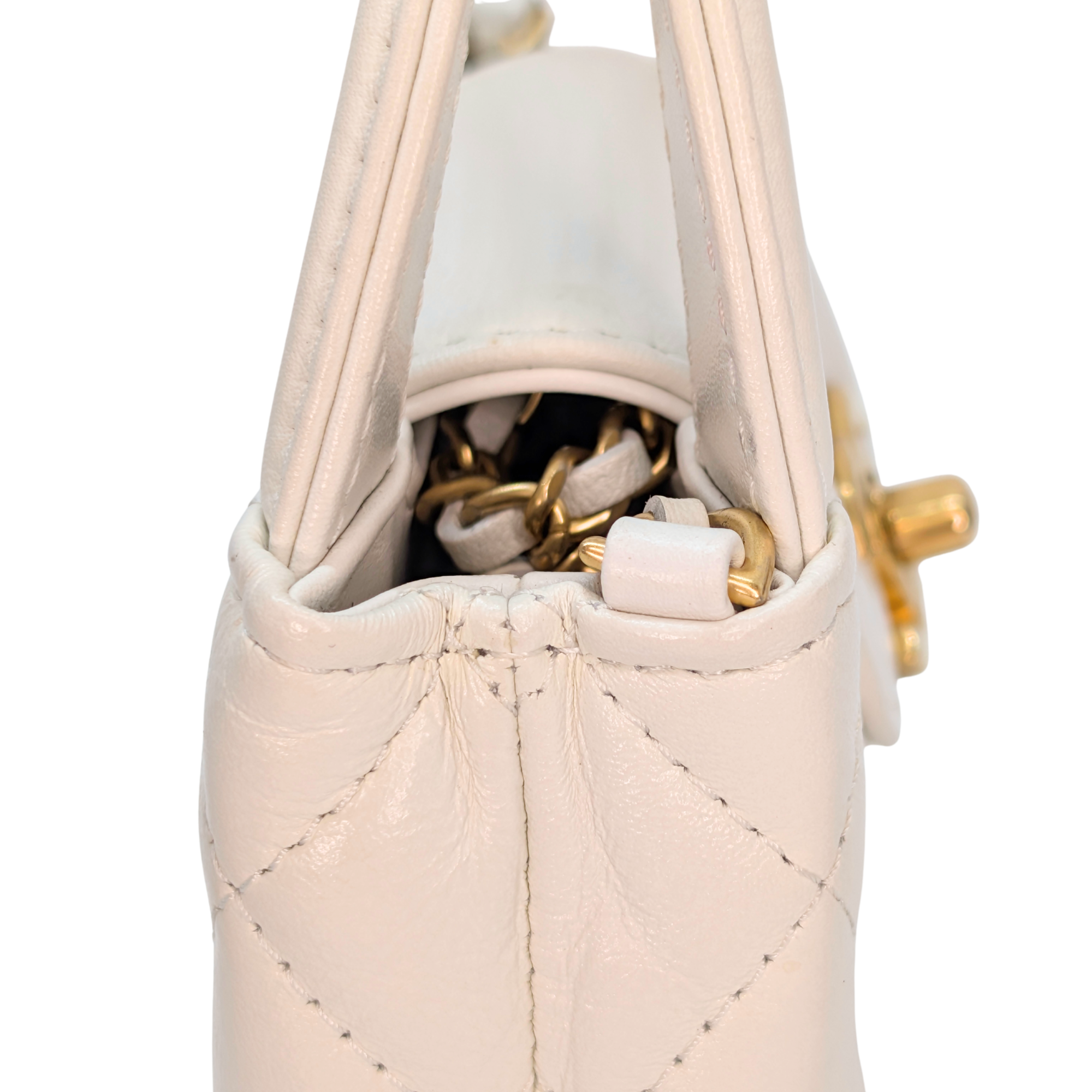 Chanel Mini Nano Kelly Shopper Tote Bag White